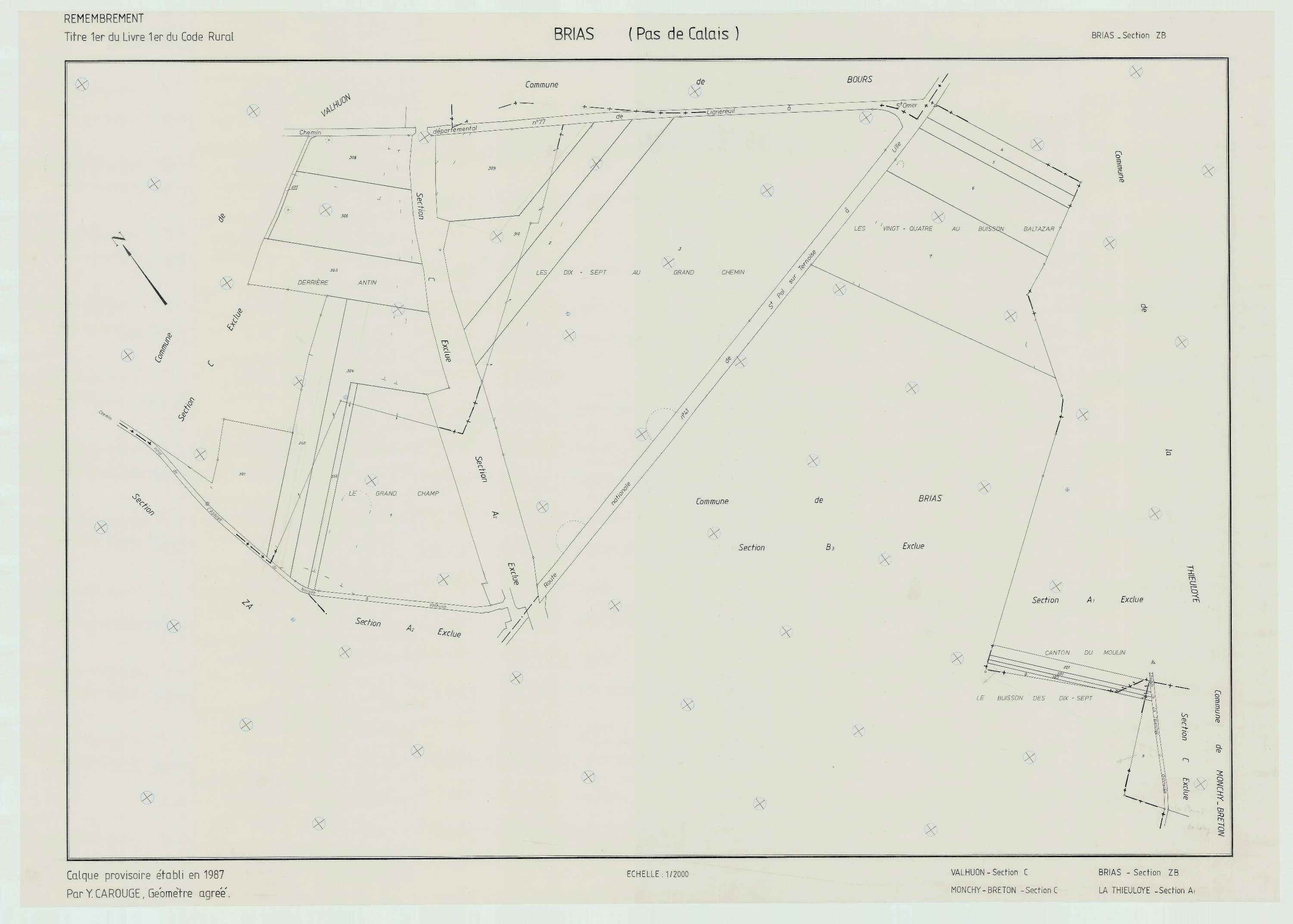 Brias - Plan de remembrement : section ZB.