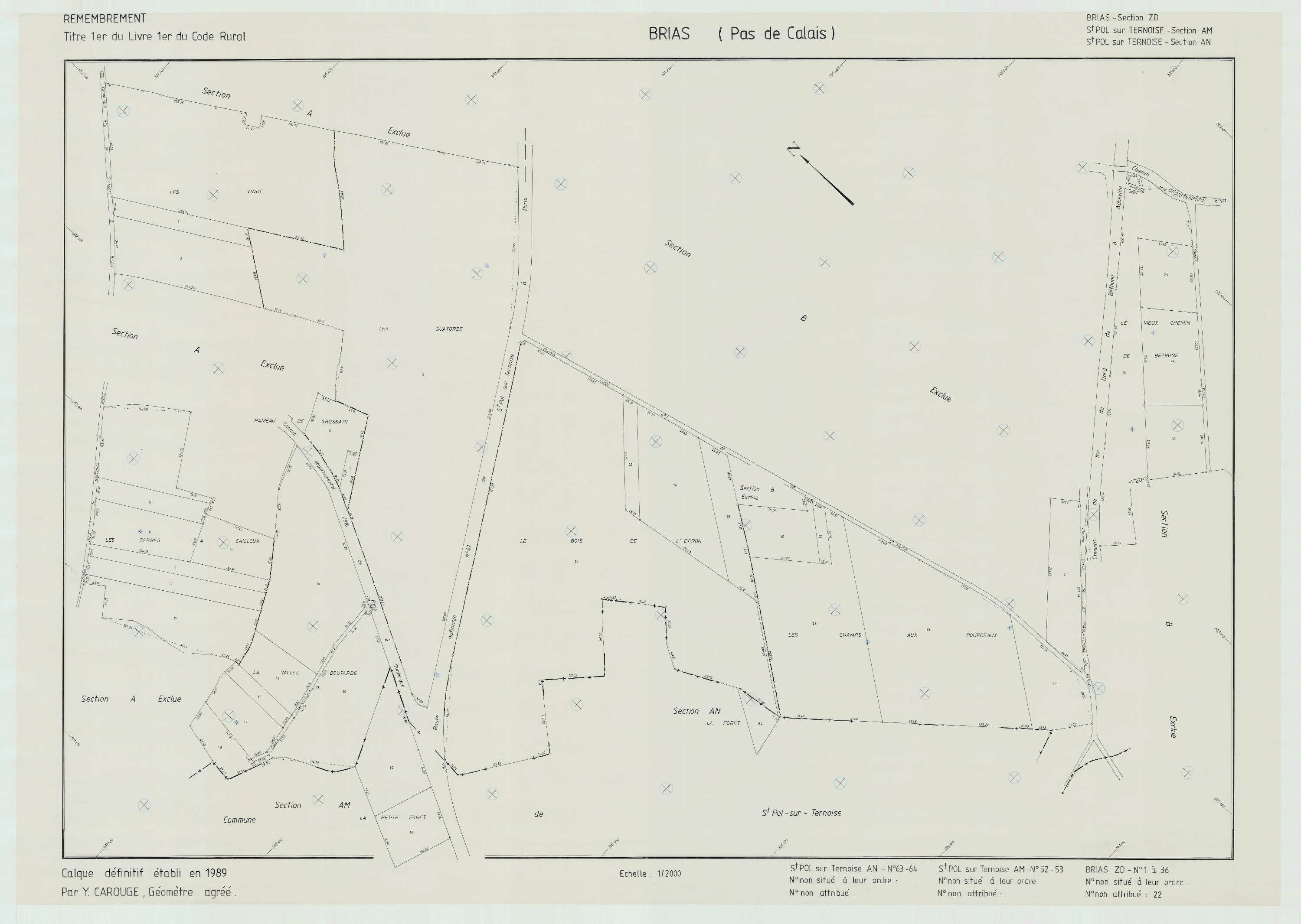 Brias - Plan de remembrement : section ZD.