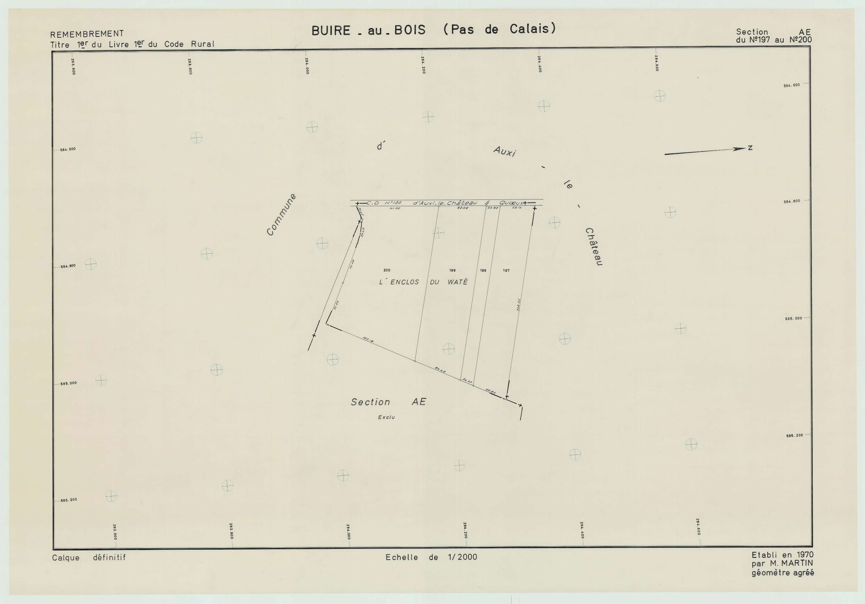 Buire-au-Bois - Plan de remembrement : section AE.