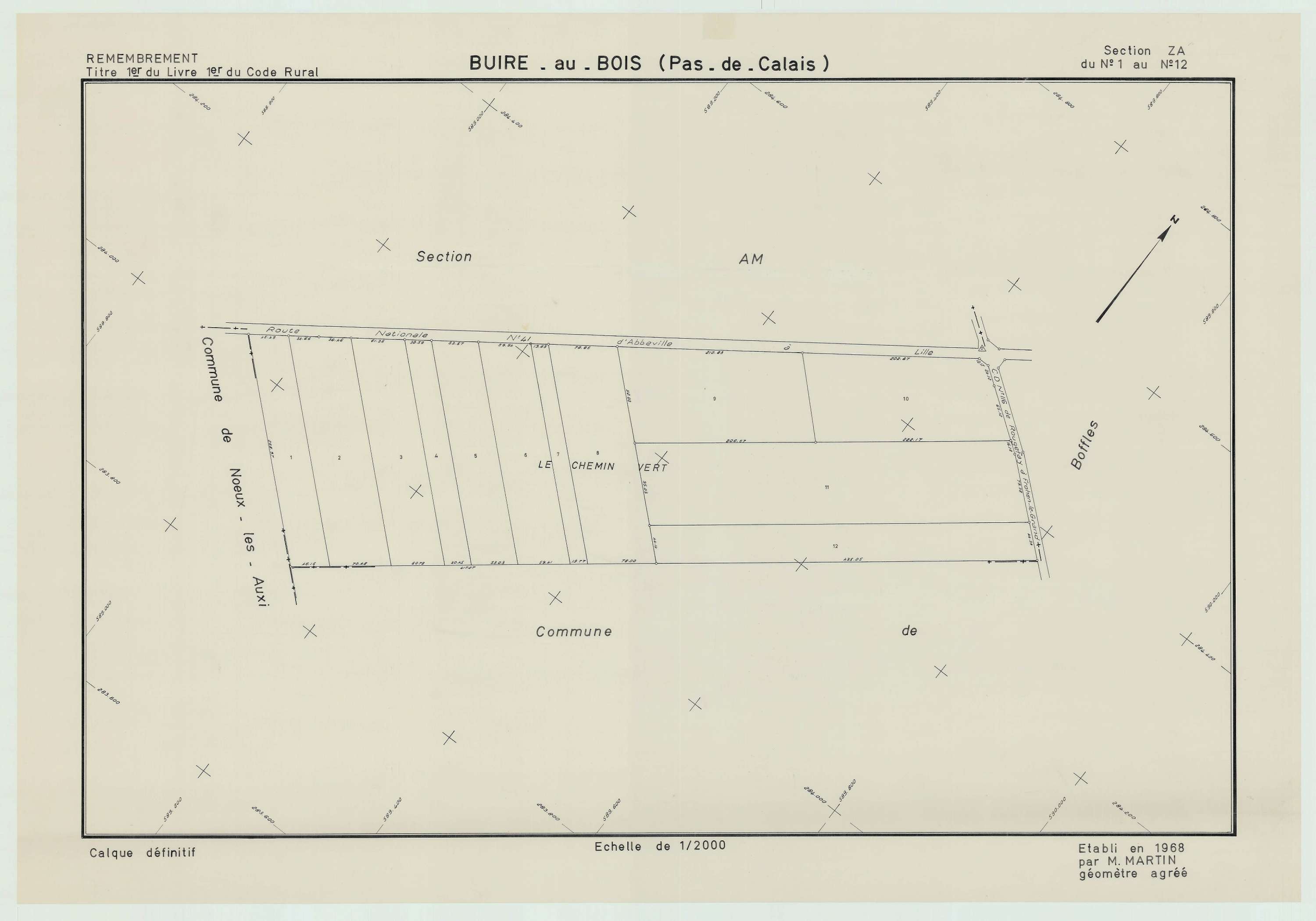 Buire-au-Bois - Plan de remembrement : section ZA.