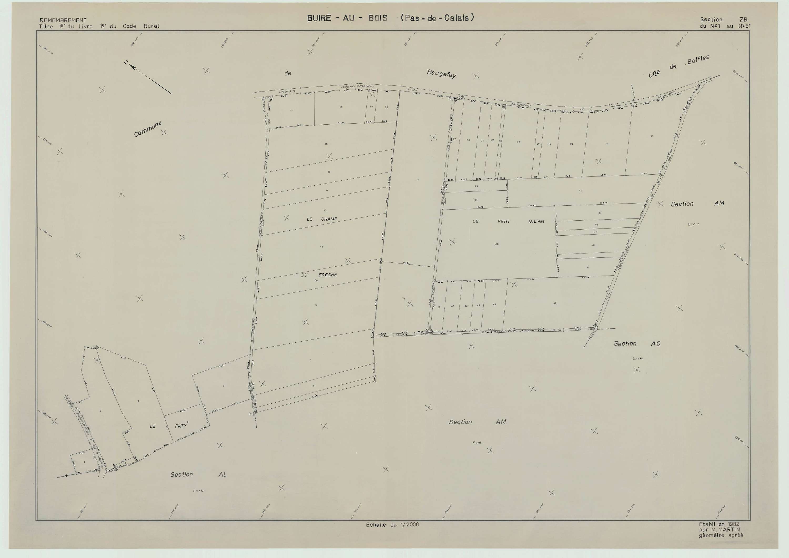 Buire-au-Bois - Plan de remembrement : section ZB.