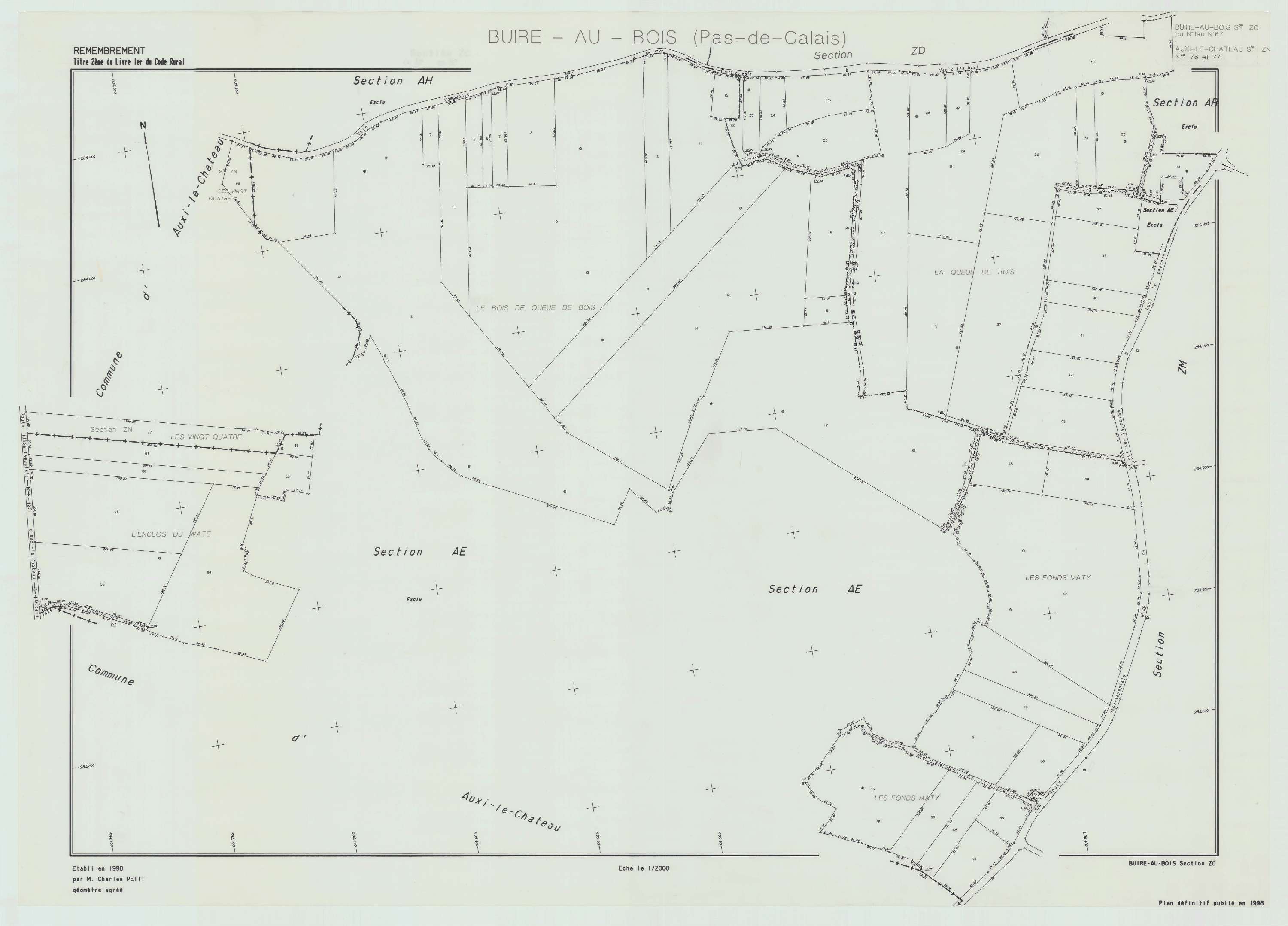 Buire-au-Bois - Plan de remembrement : section ZC.