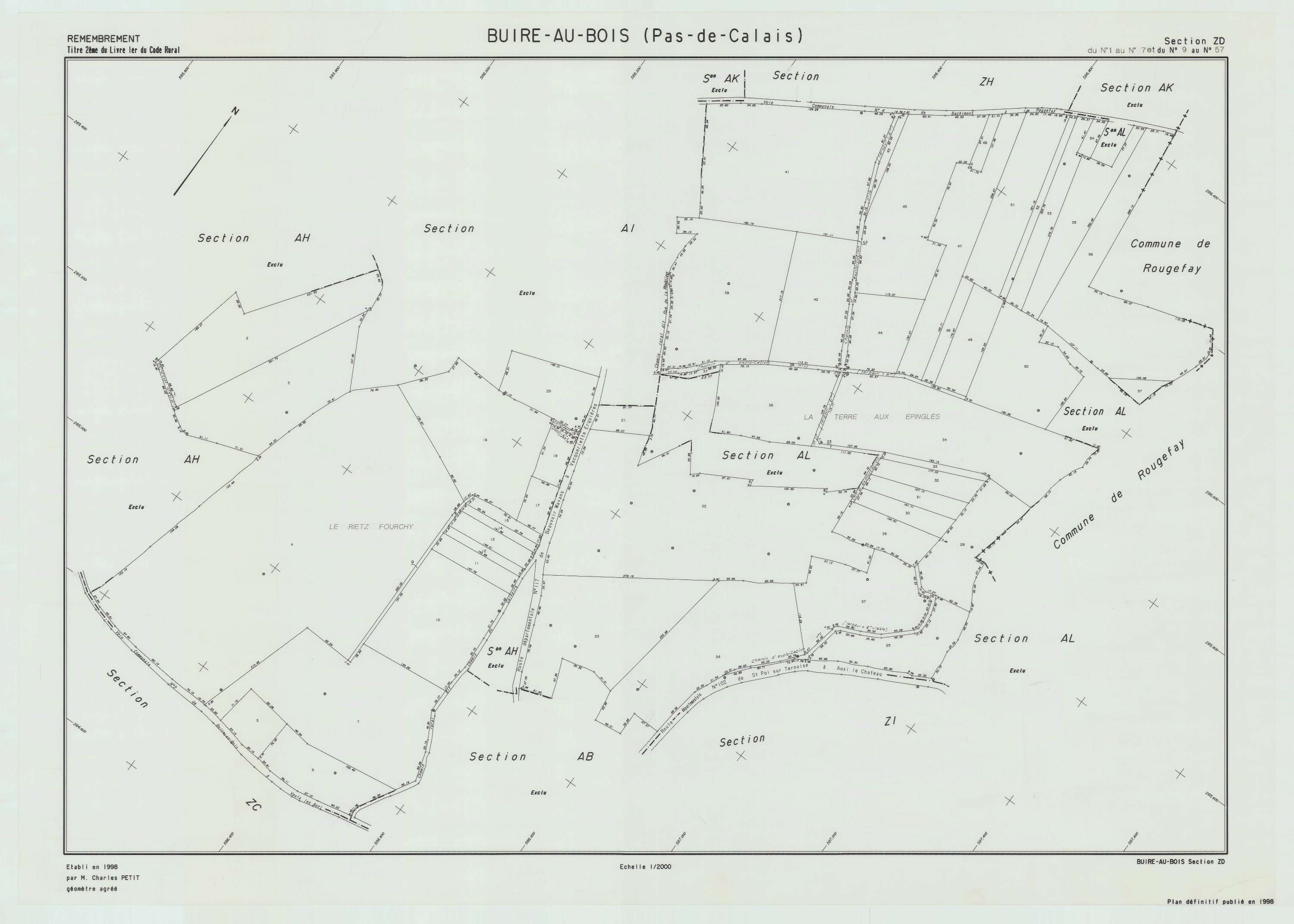 Buire-au-Bois - Plan de remembrement : section ZD.