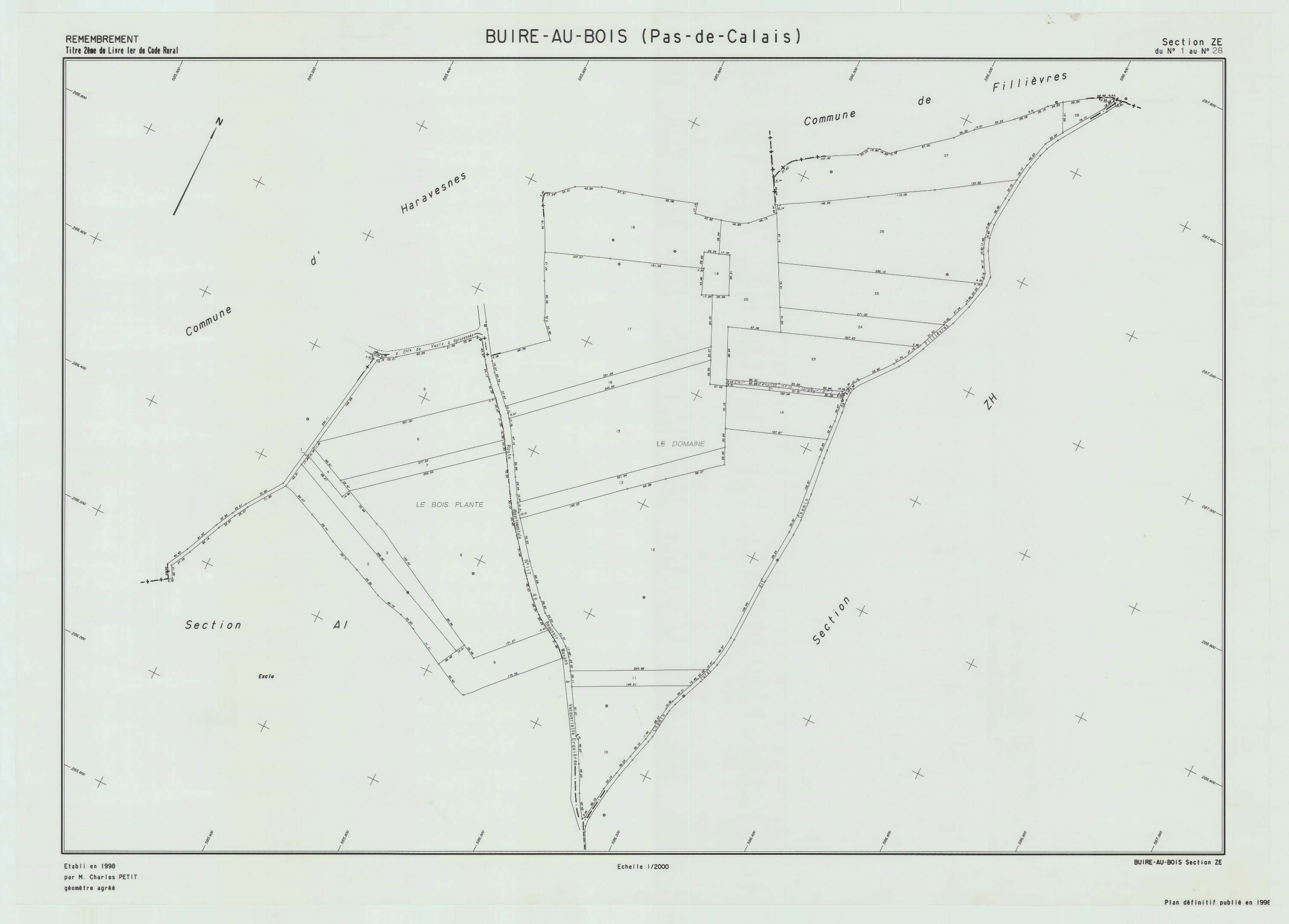 Buire-au-Bois - Plan de remembrement : section ZE.
