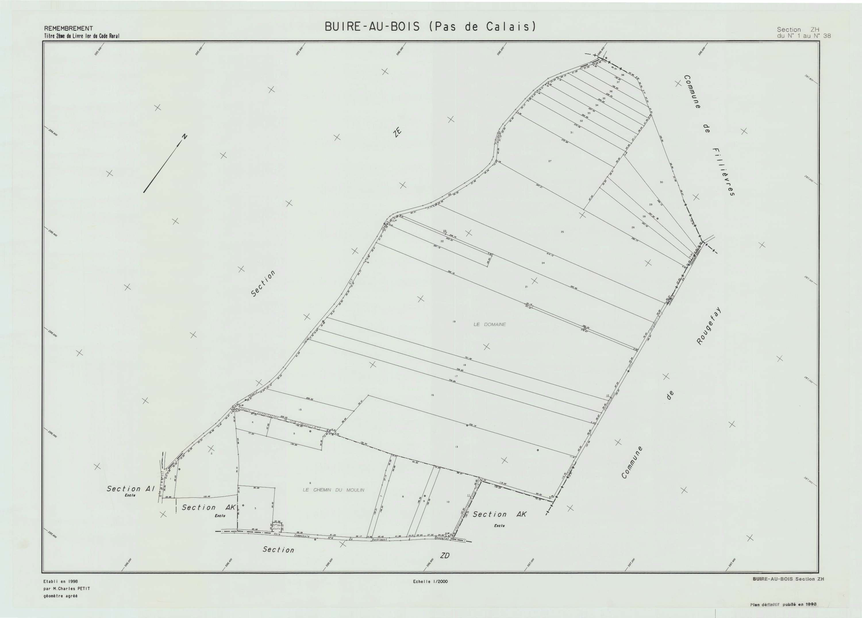 Buire-au-Bois - Plan de remembrement : section ZH.
