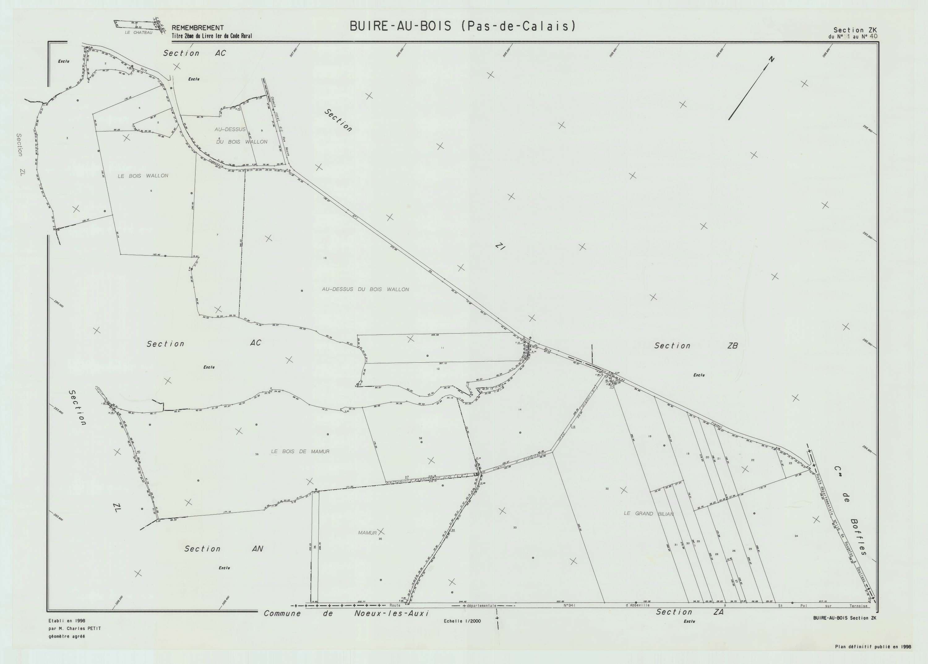 Buire-au-Bois - Plan de remembrement : section ZK.