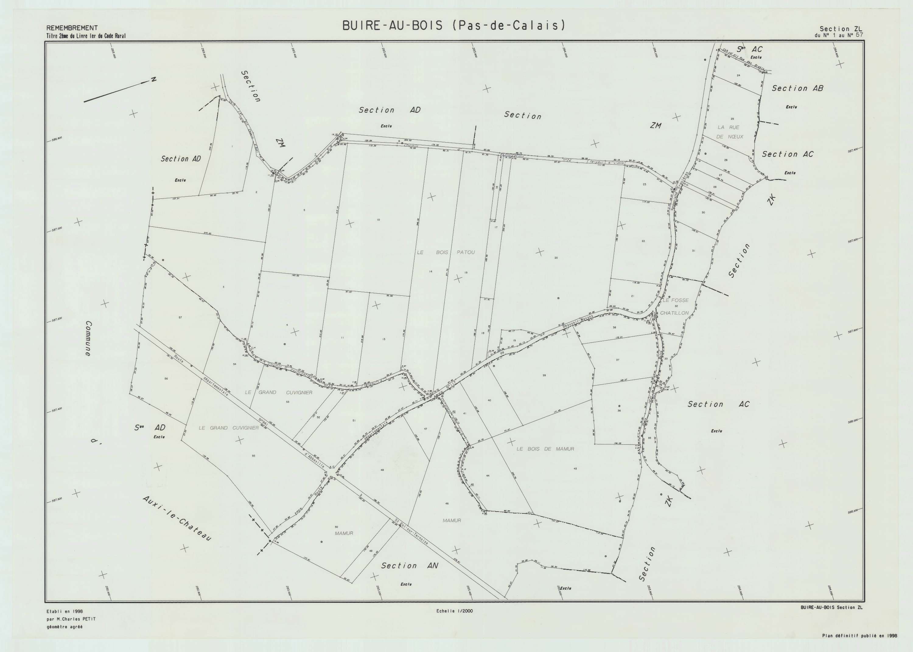 Buire-au-Bois - Plan de remembrement : section ZL.