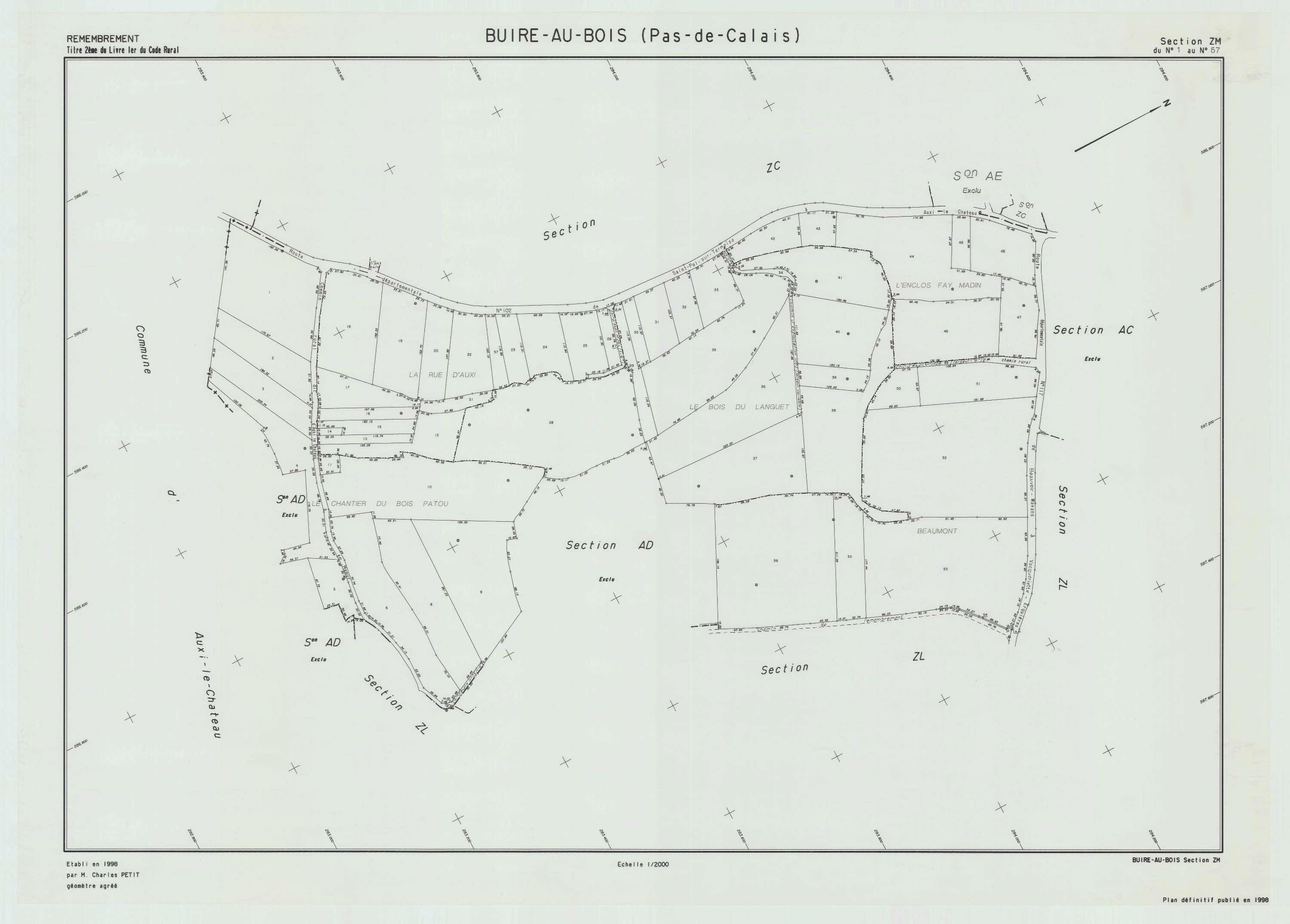 Buire-au-Bois - Plan de remembrement : section ZM.