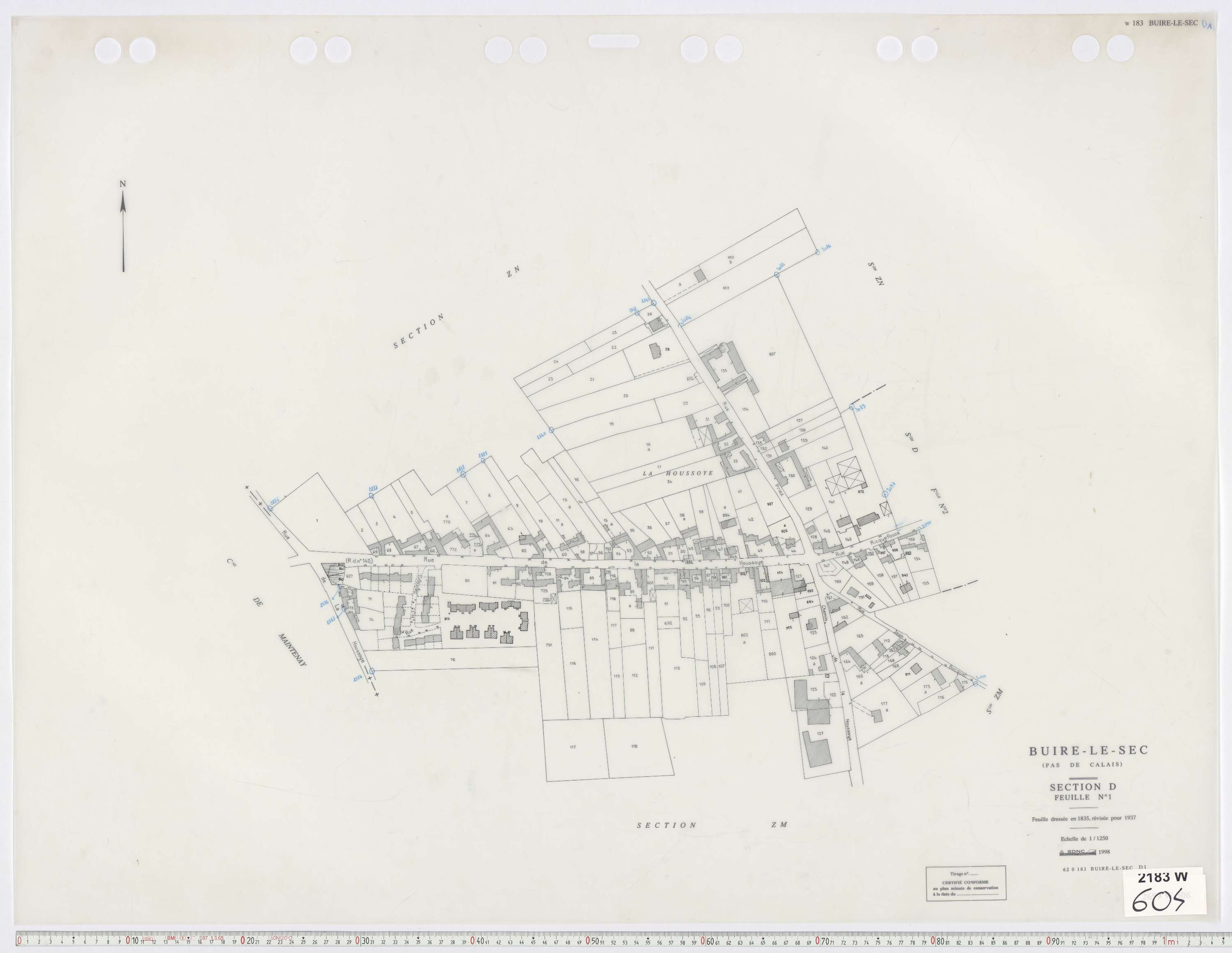 Buire-le-Sec - Section D, feuille 1.
