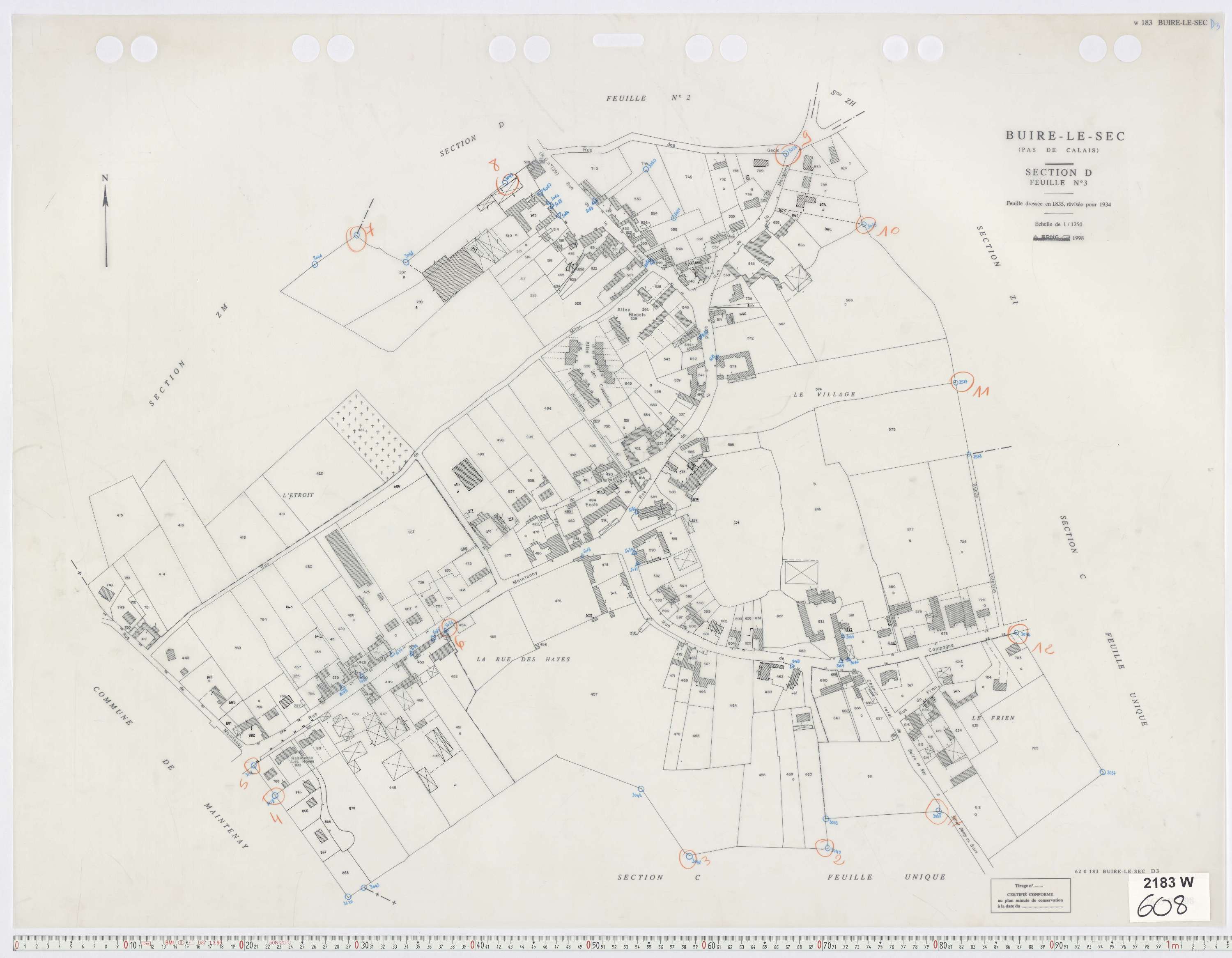 Buire-le-Sec - Section D, feuille 3.