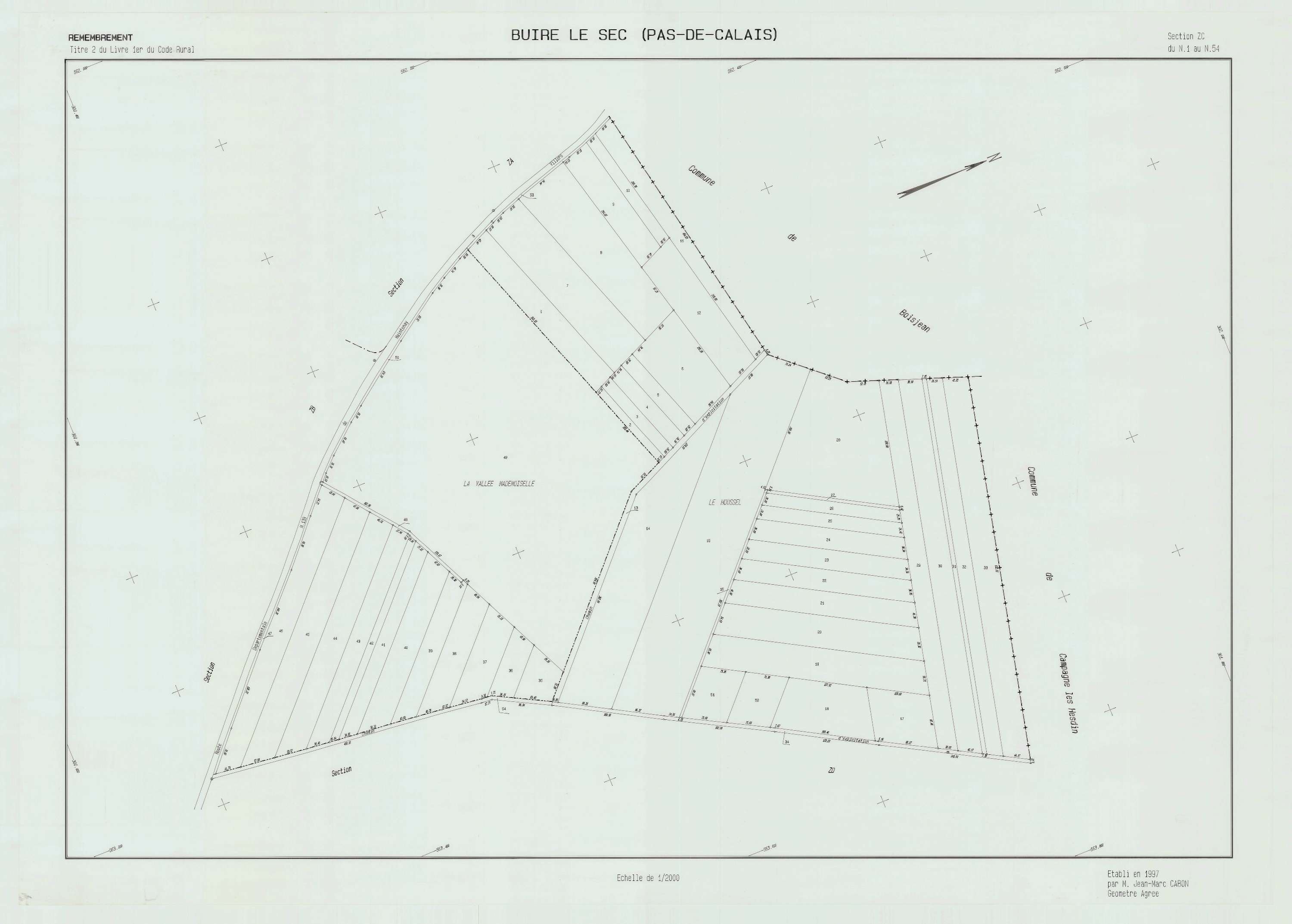 Buire-le-Sec - Plan de remembrement : section ZC.