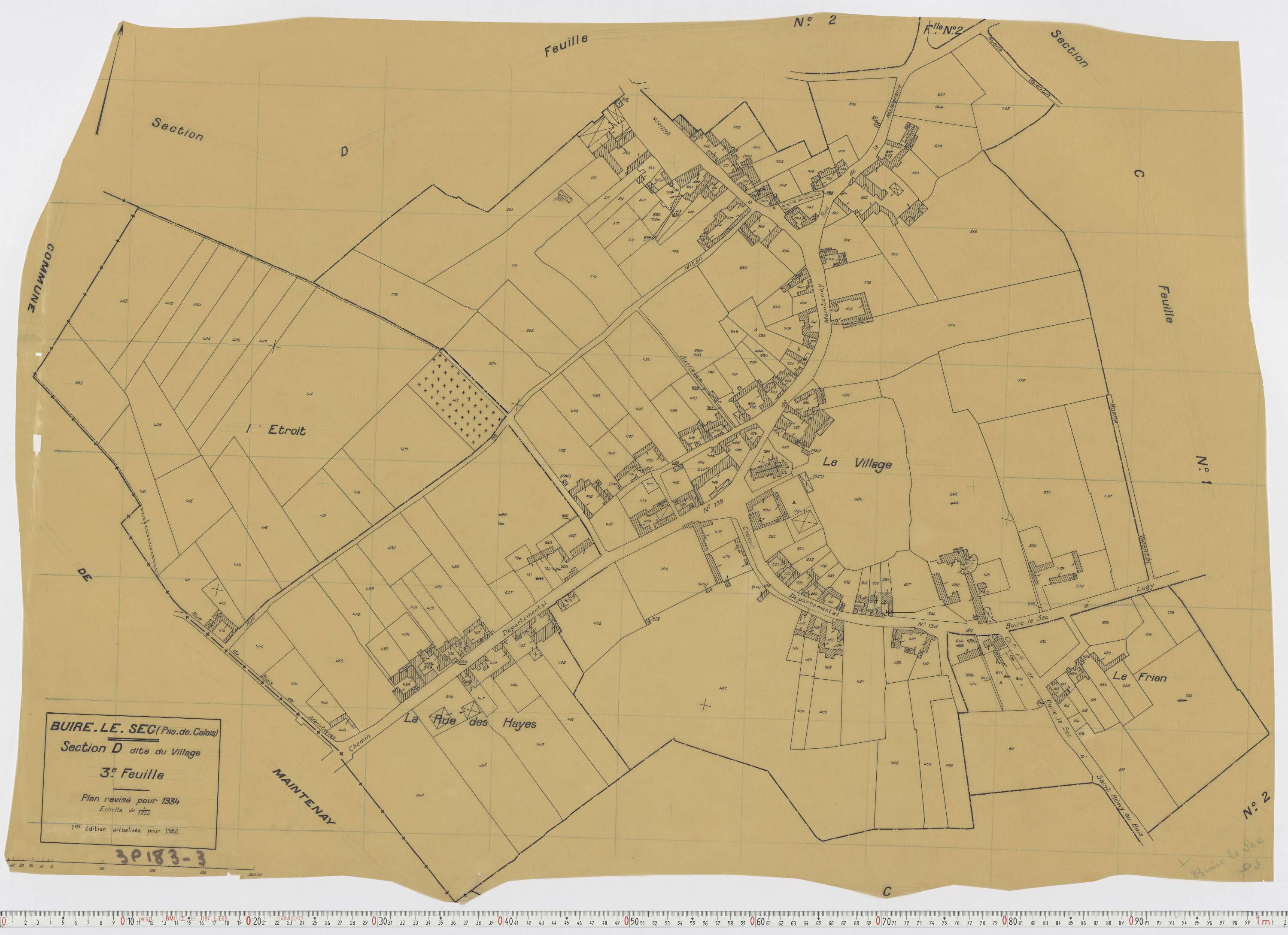 Buire-le-Sec - Section D, feuille 3.