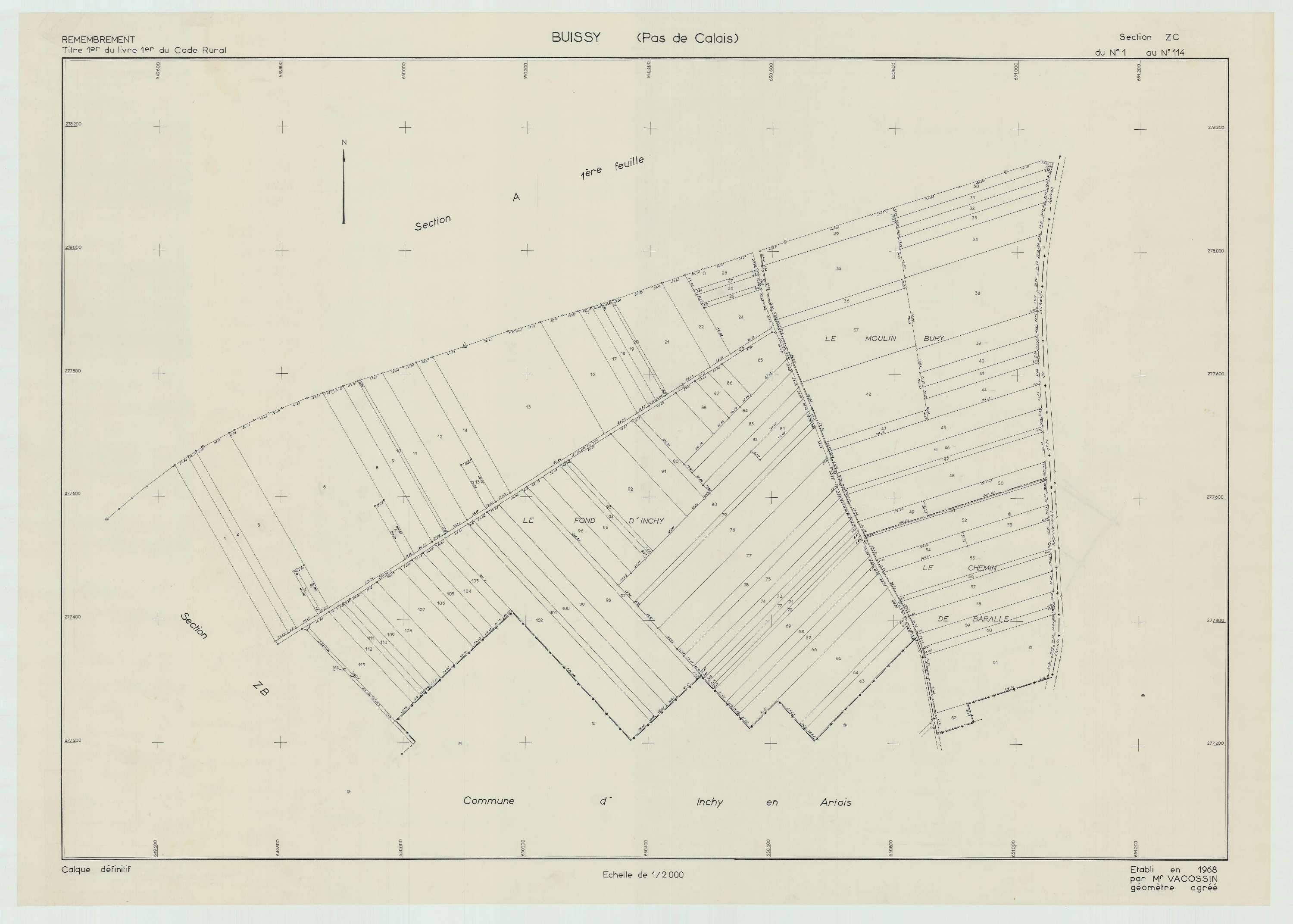 Buissy - Plan de remembrement : section ZC.