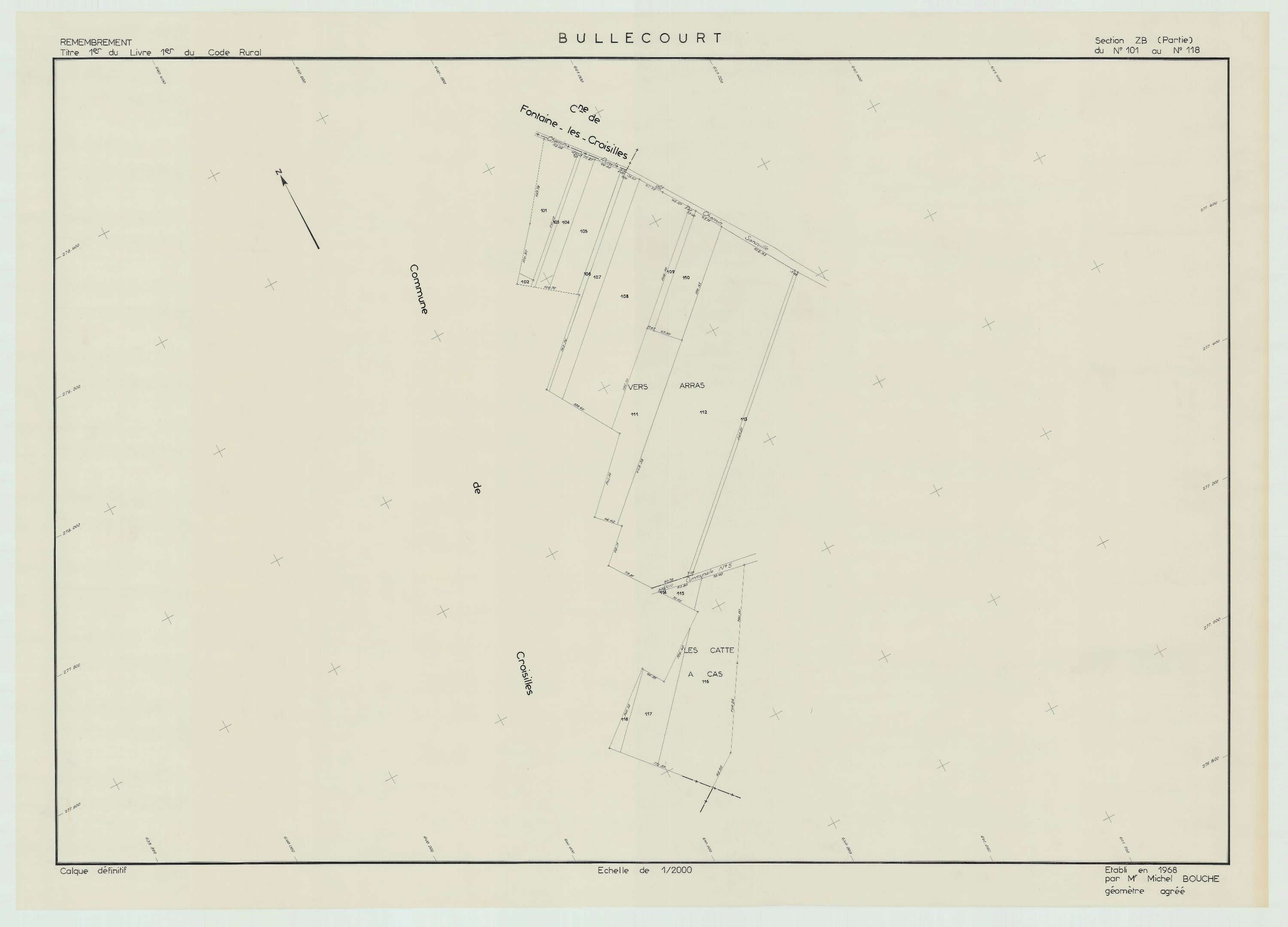 Bullecourt - Plan de remembrement : section ZB.