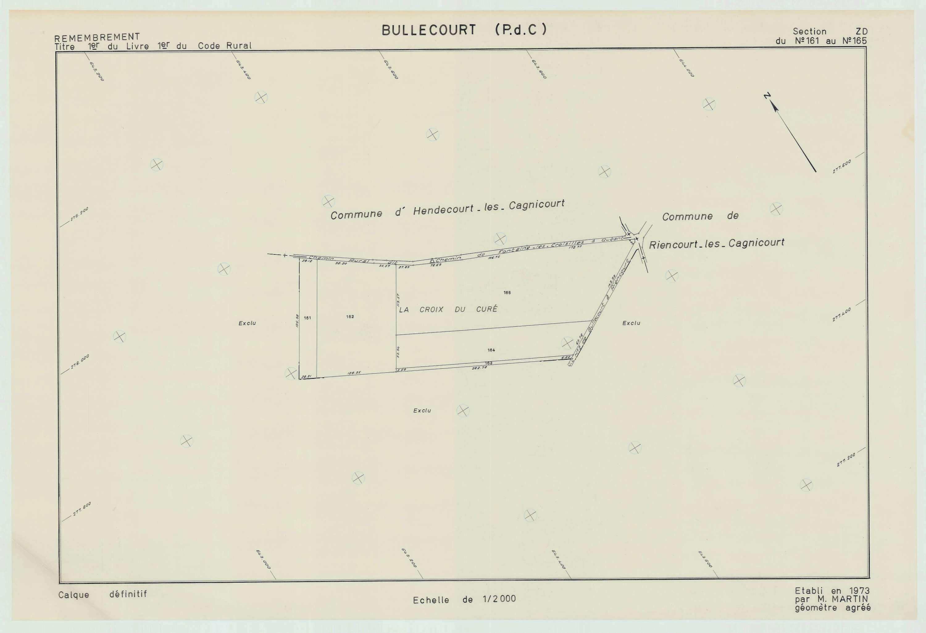 Bullecourt - Plan de remembrement : section ZD.