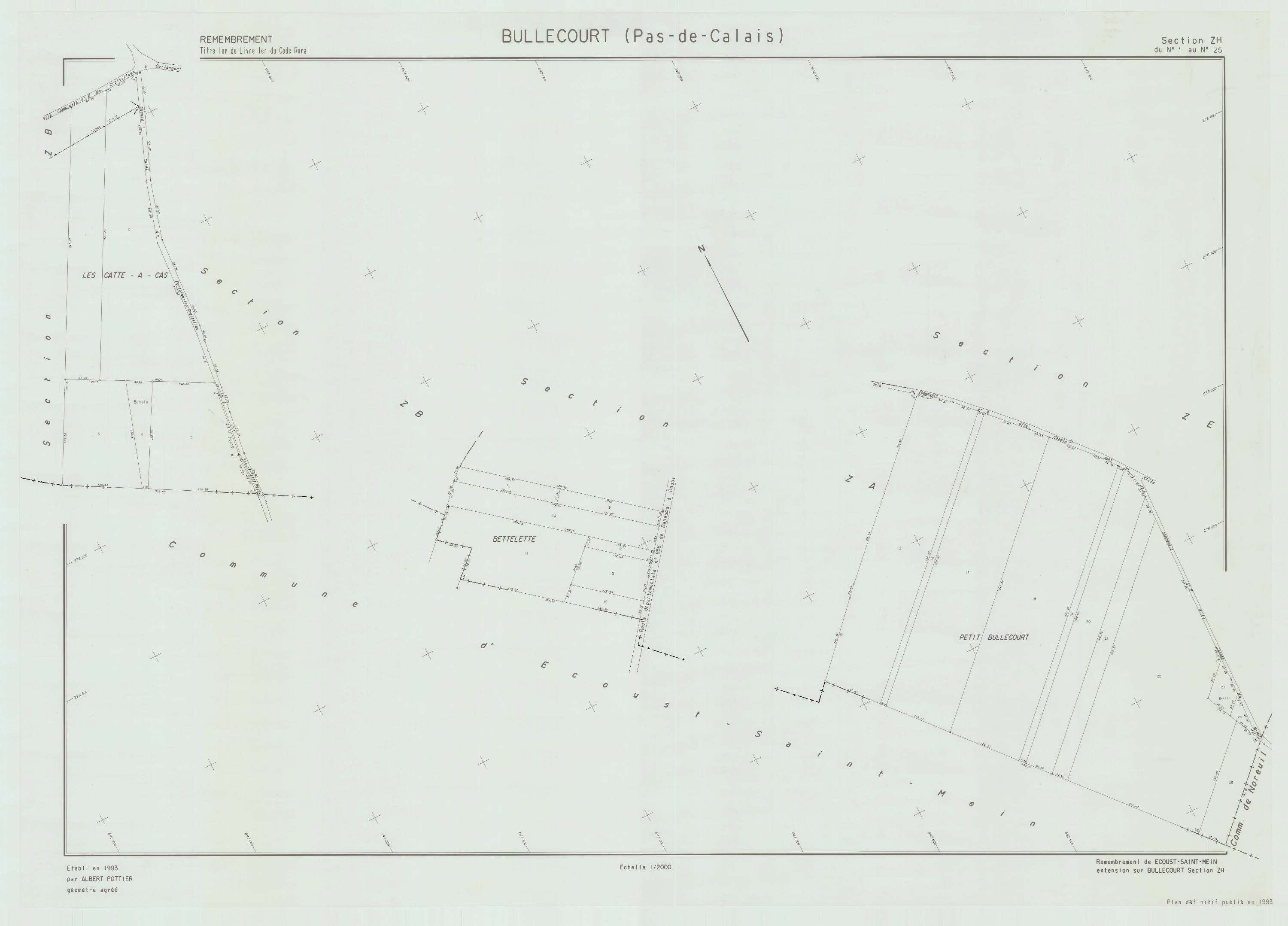 Bullecourt - Plan de remembrement : section ZH.