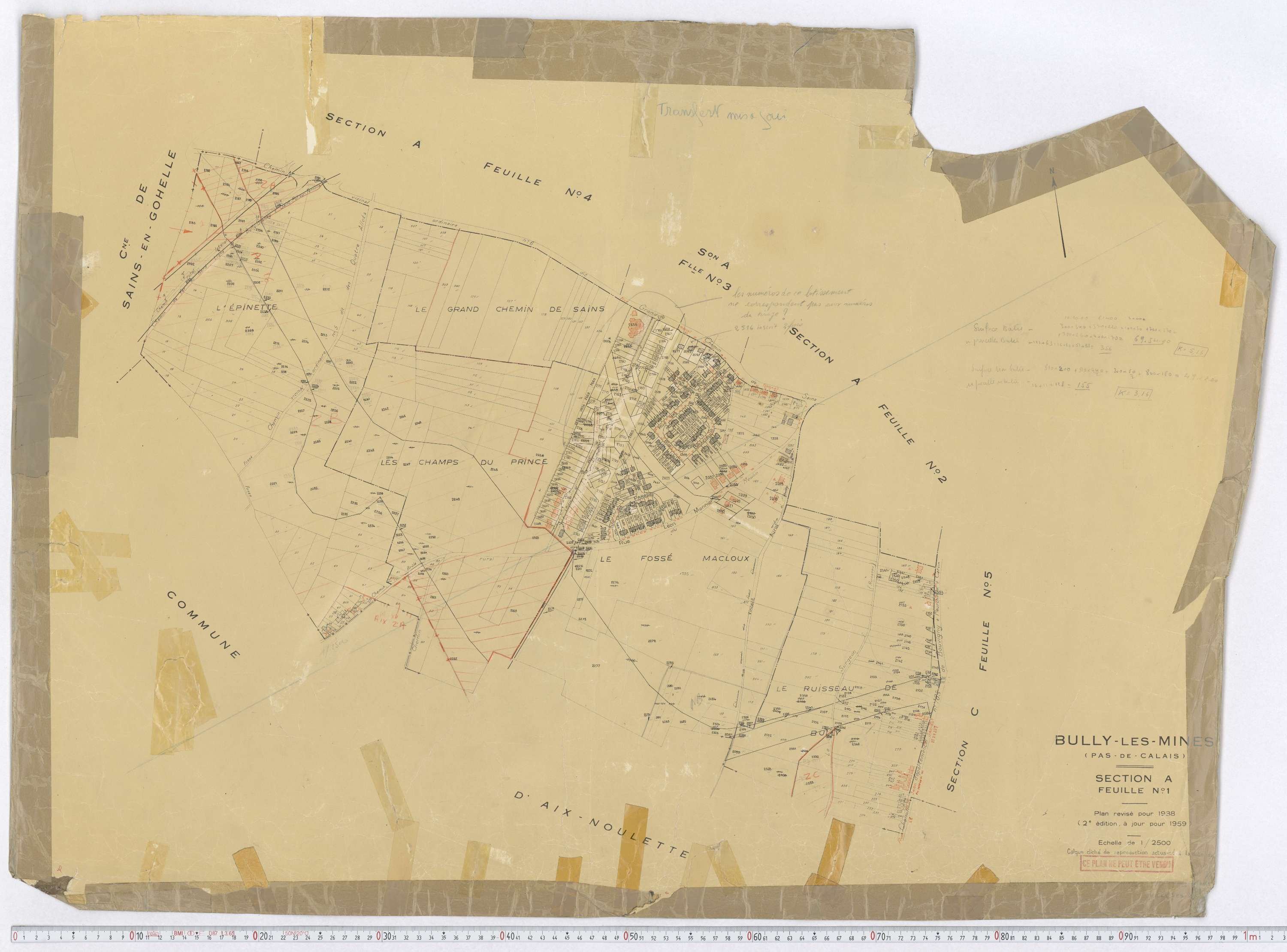 Bully-les-Mines - Section A, feuille 1.