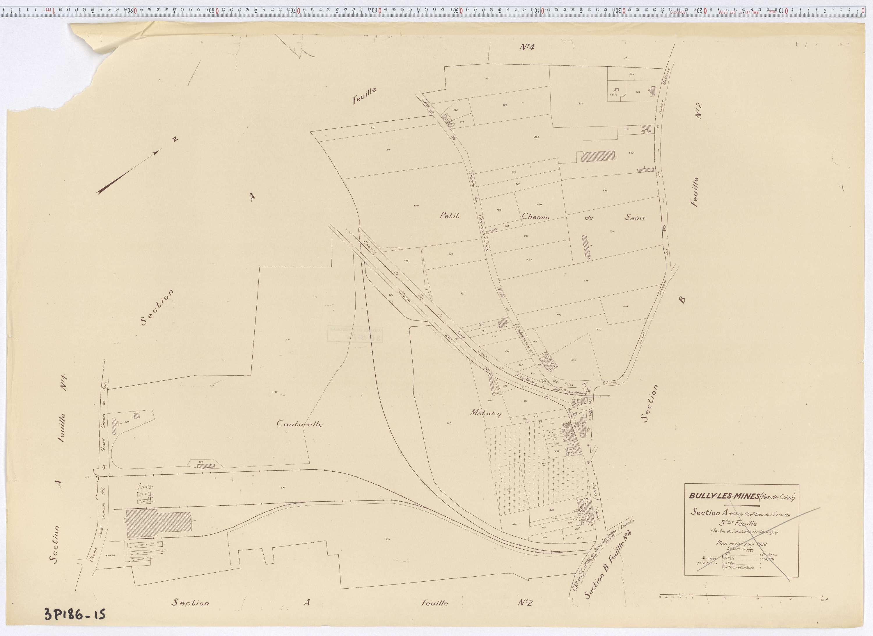 Bully-les-Mines - Section A, feuille 3.