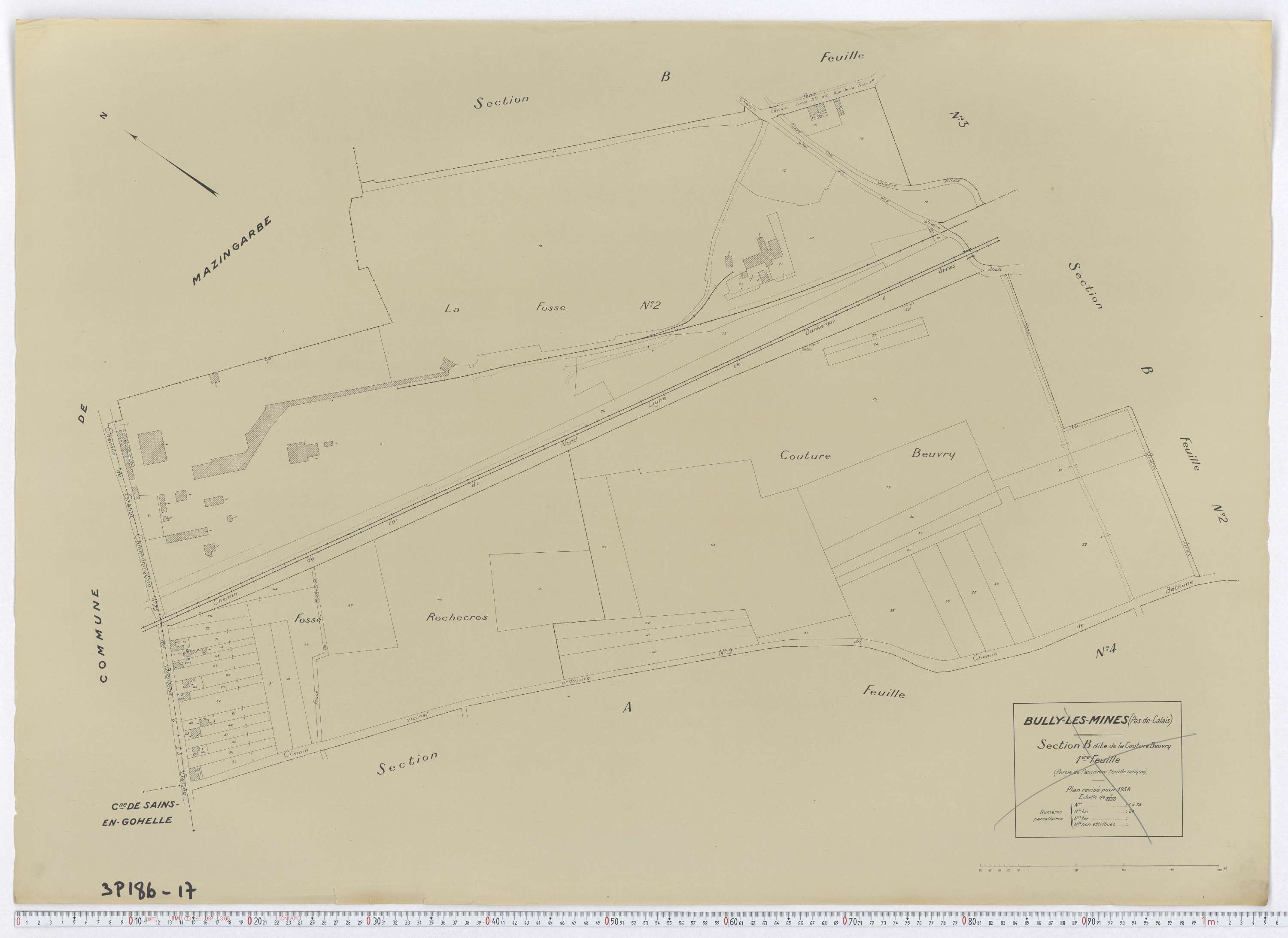 Bully-les-Mines - Section B, feuille 1.