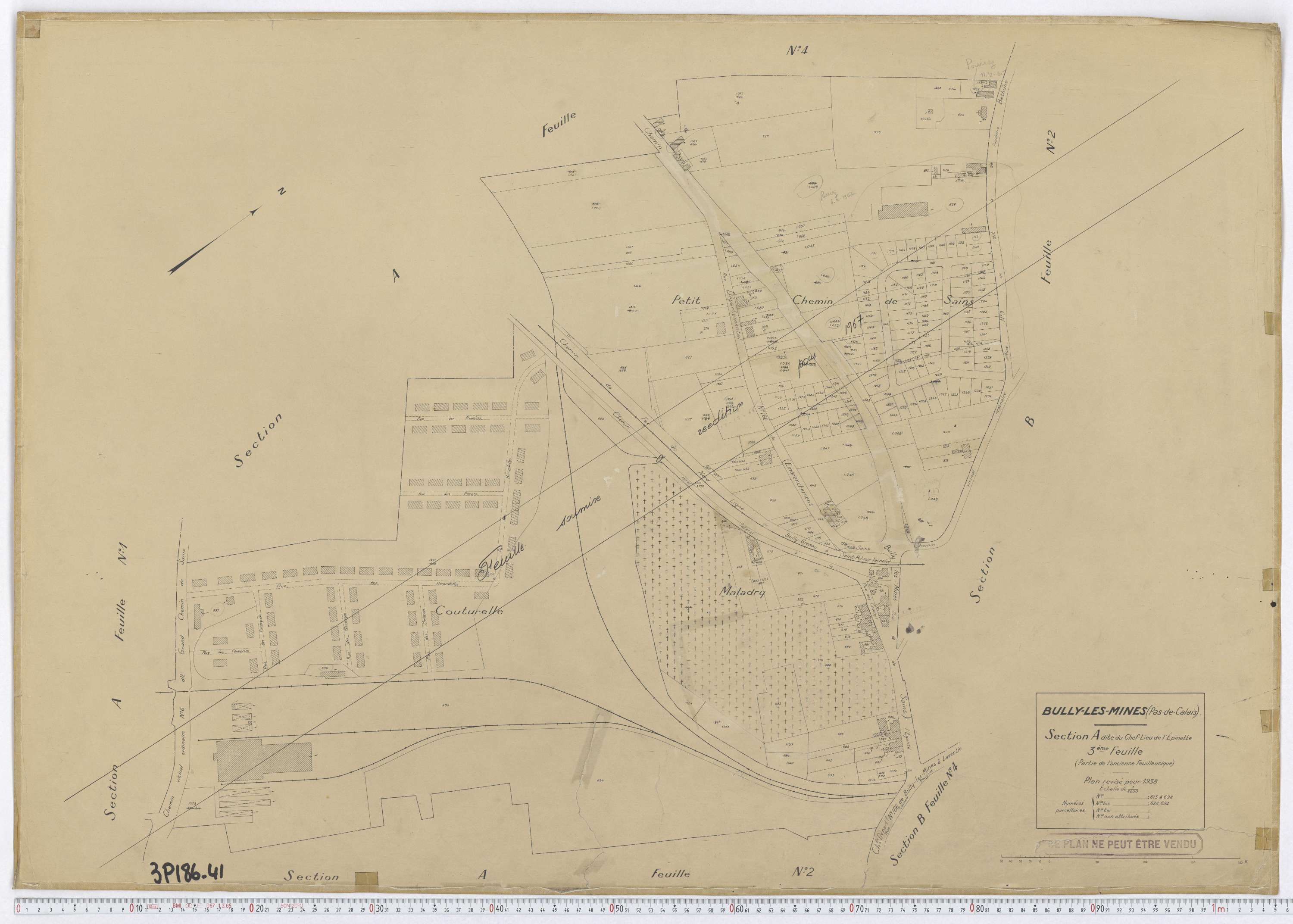 Bully-les-Mines - Section A, feuille 3.