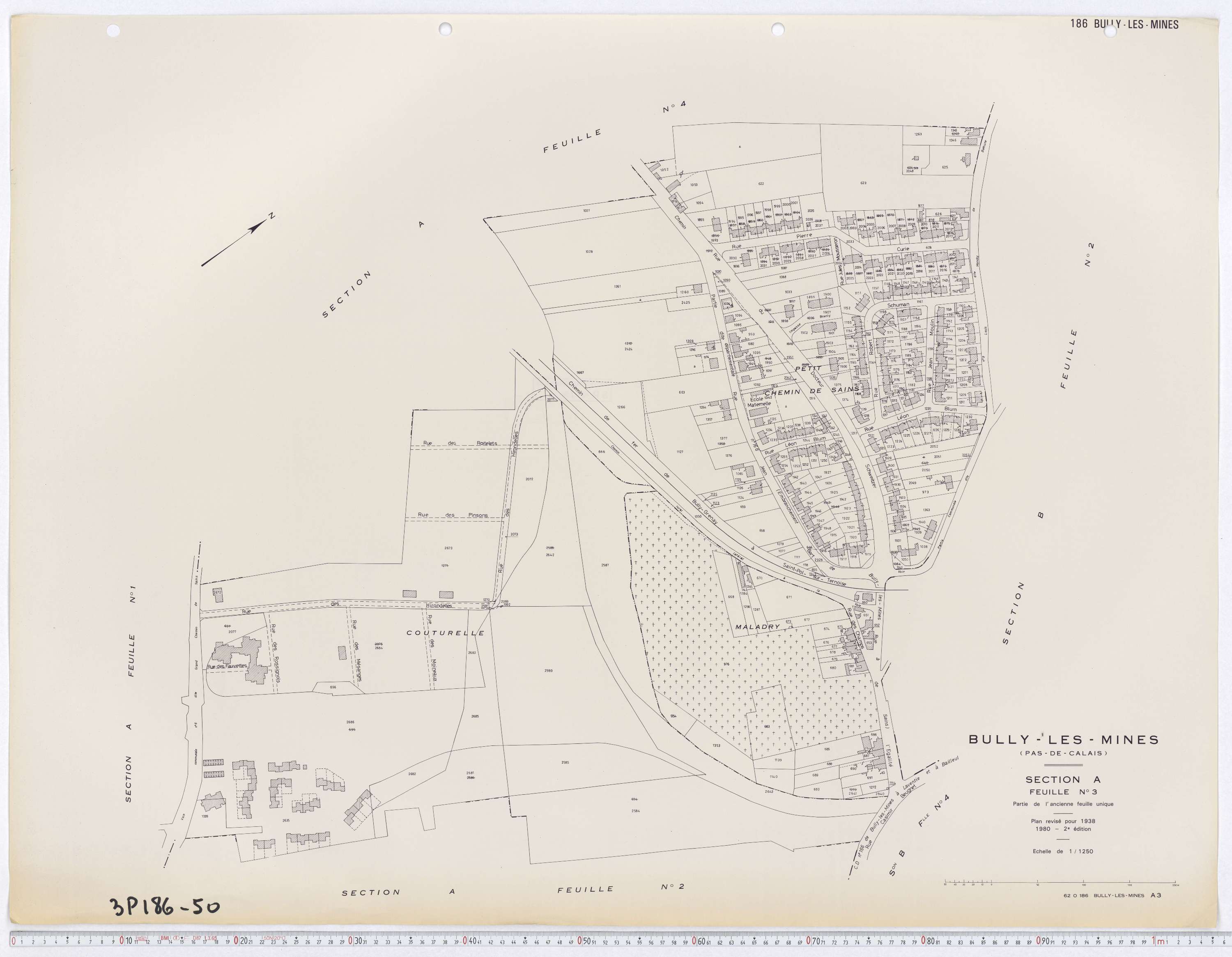 Bully-les-Mines - Section A, feuille 3.
