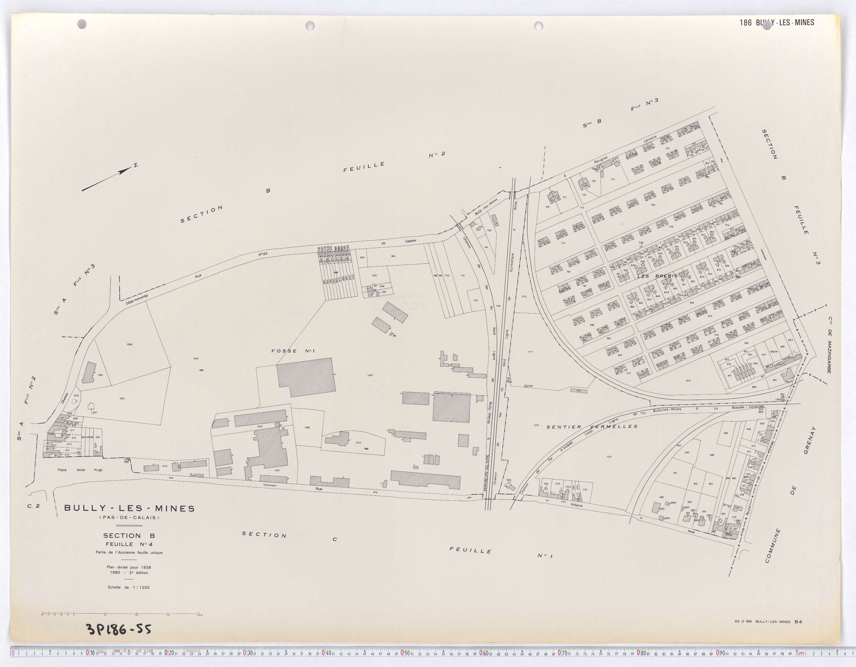 Bully-les-Mines - Section B, feuille 4.