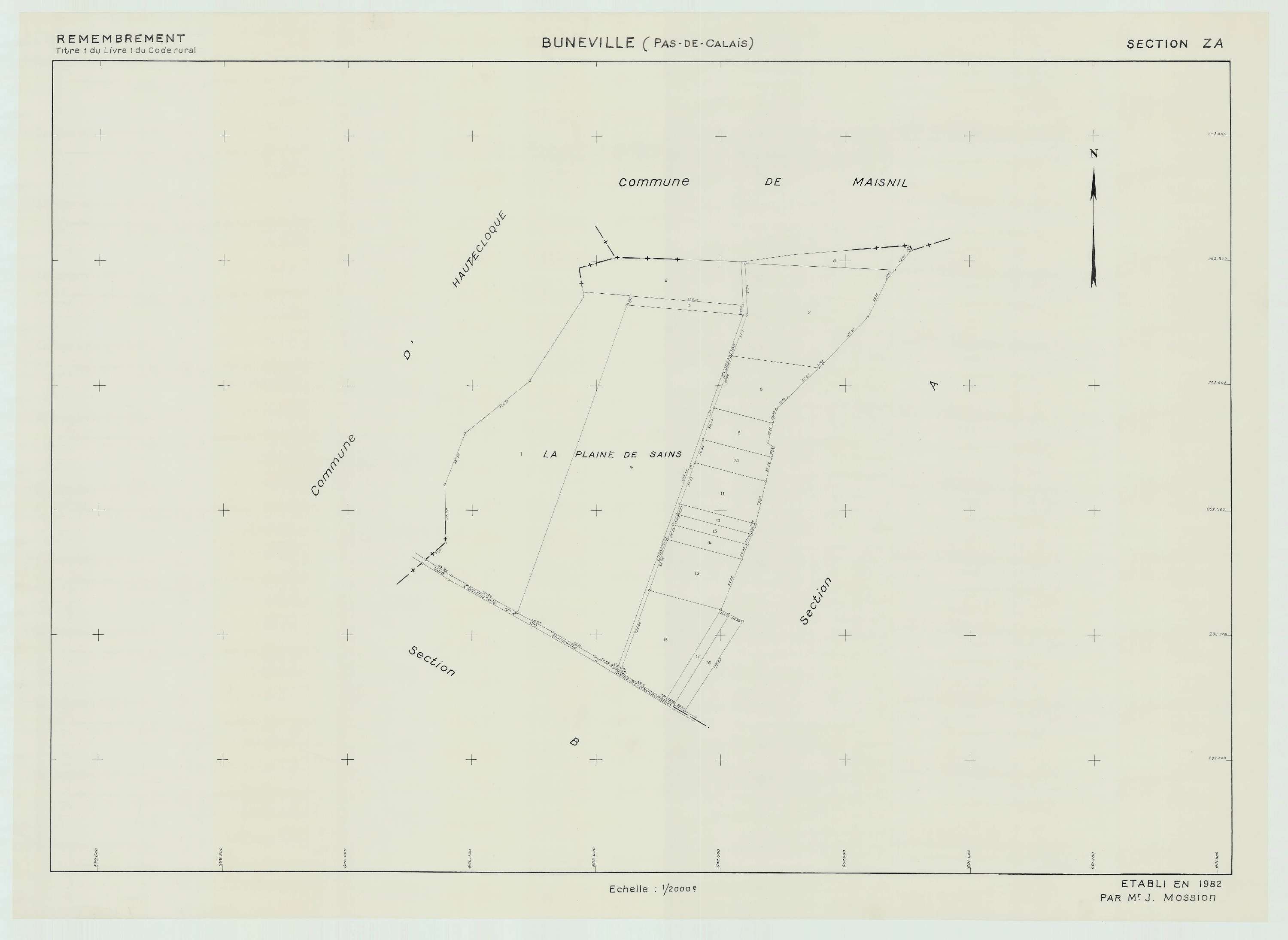 Buneville - Plan de remembrement : section ZA.