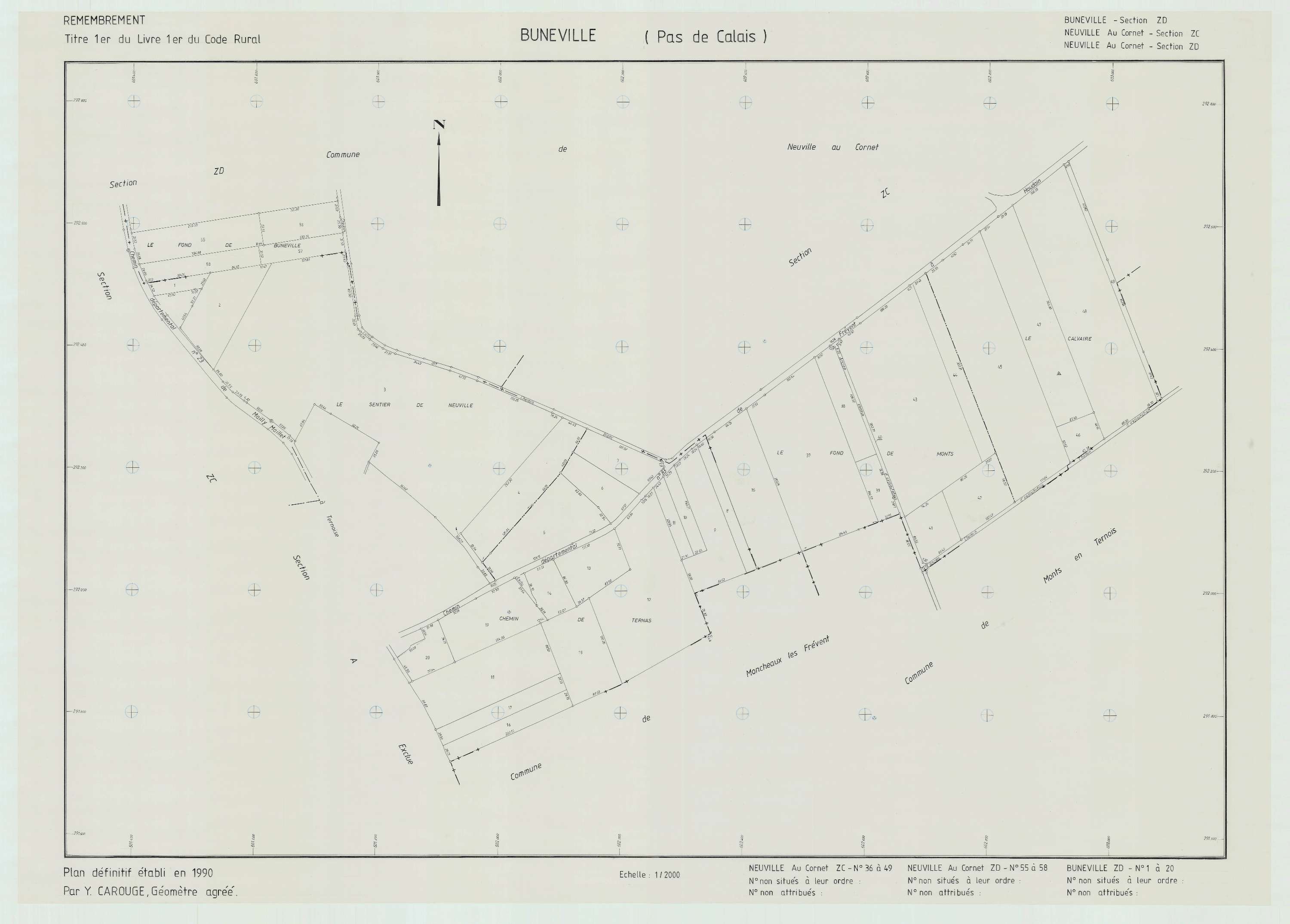 Buneville - Plan de remembrement : section ZD.