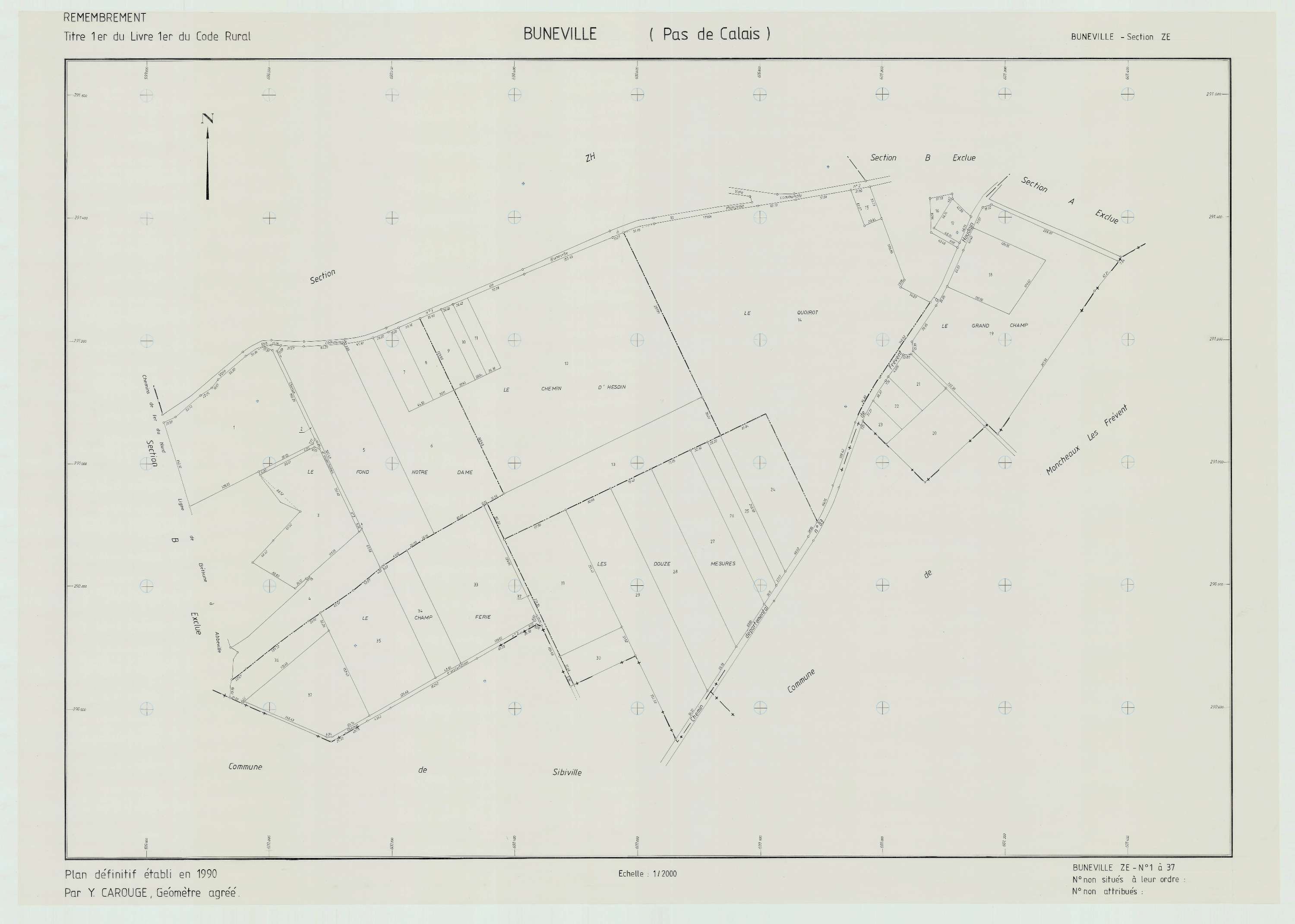 Buneville - Plan de remembrement : section ZE.