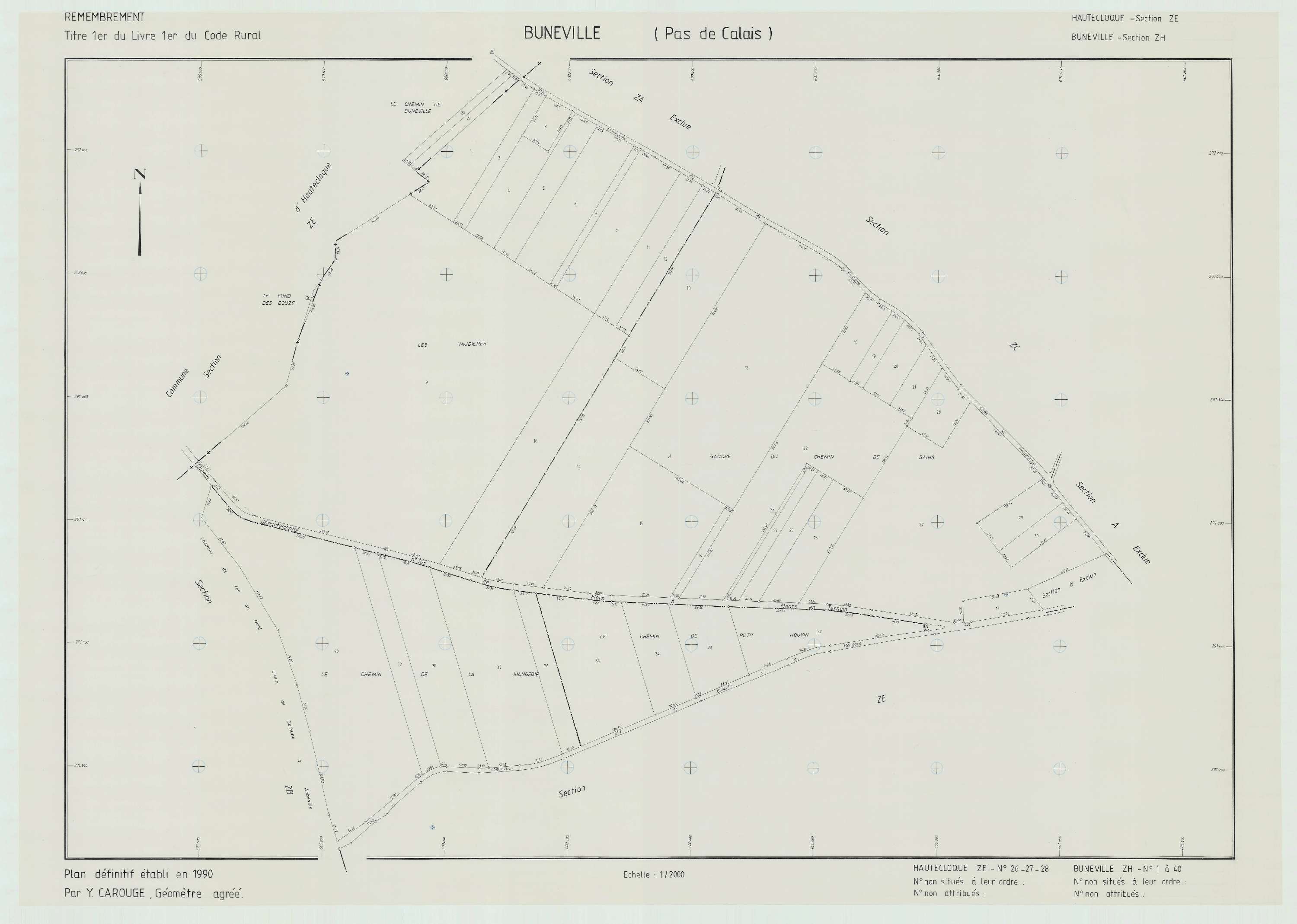 Buneville - Plan de remembrement : section ZH.