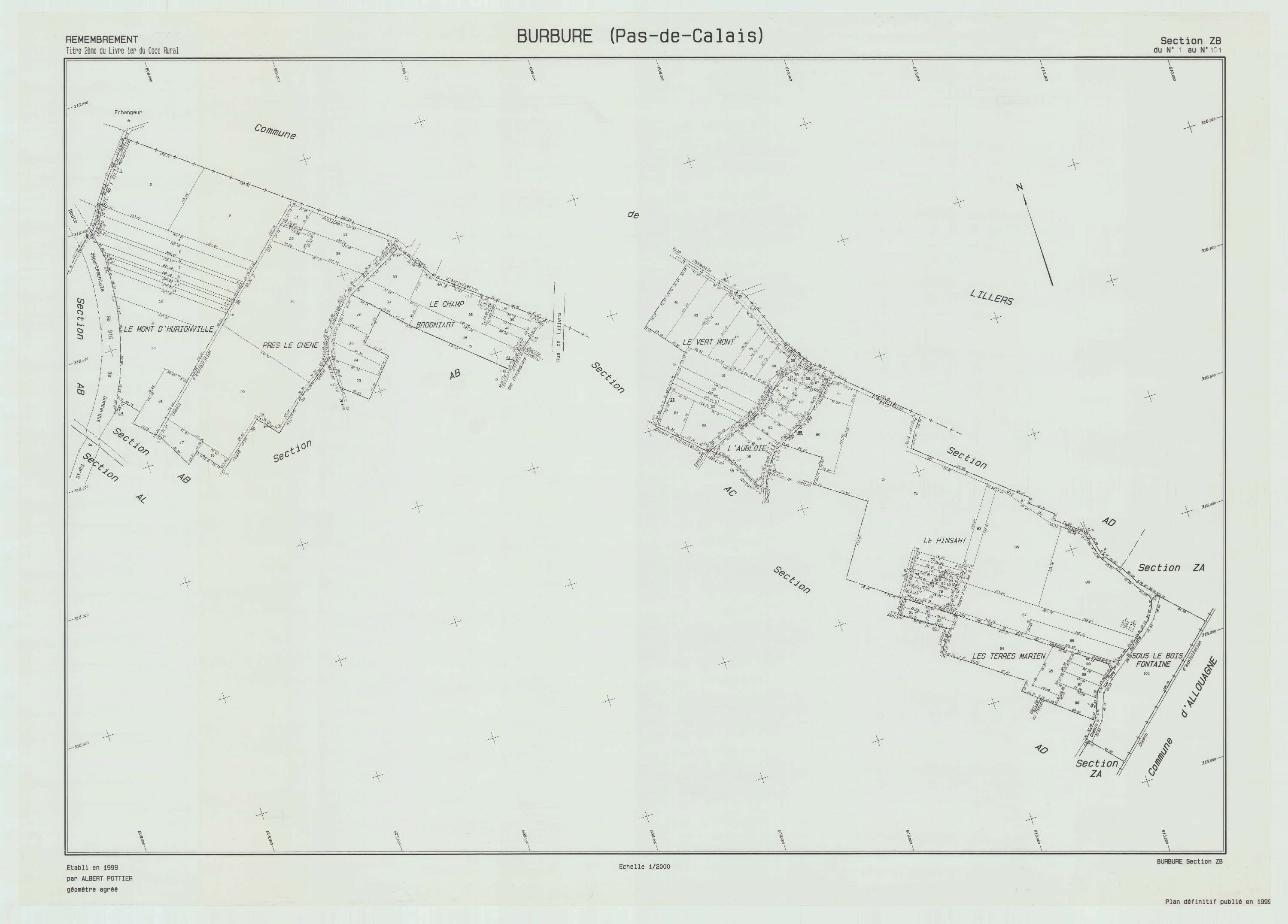 Burbure - Plan de remembrement : section ZB.