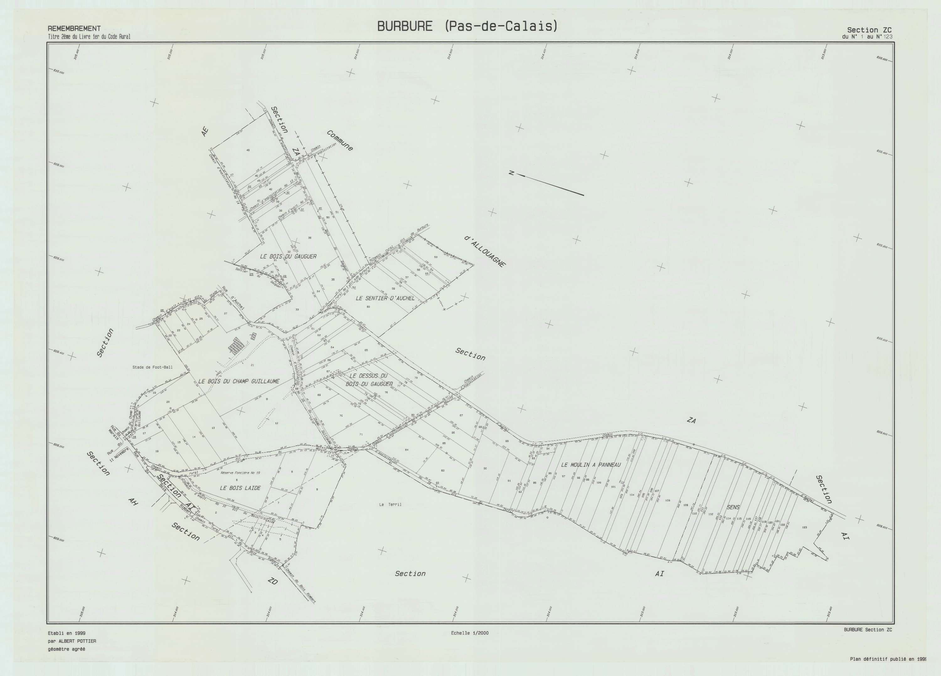 Burbure - Plan de remembrement : section ZC.