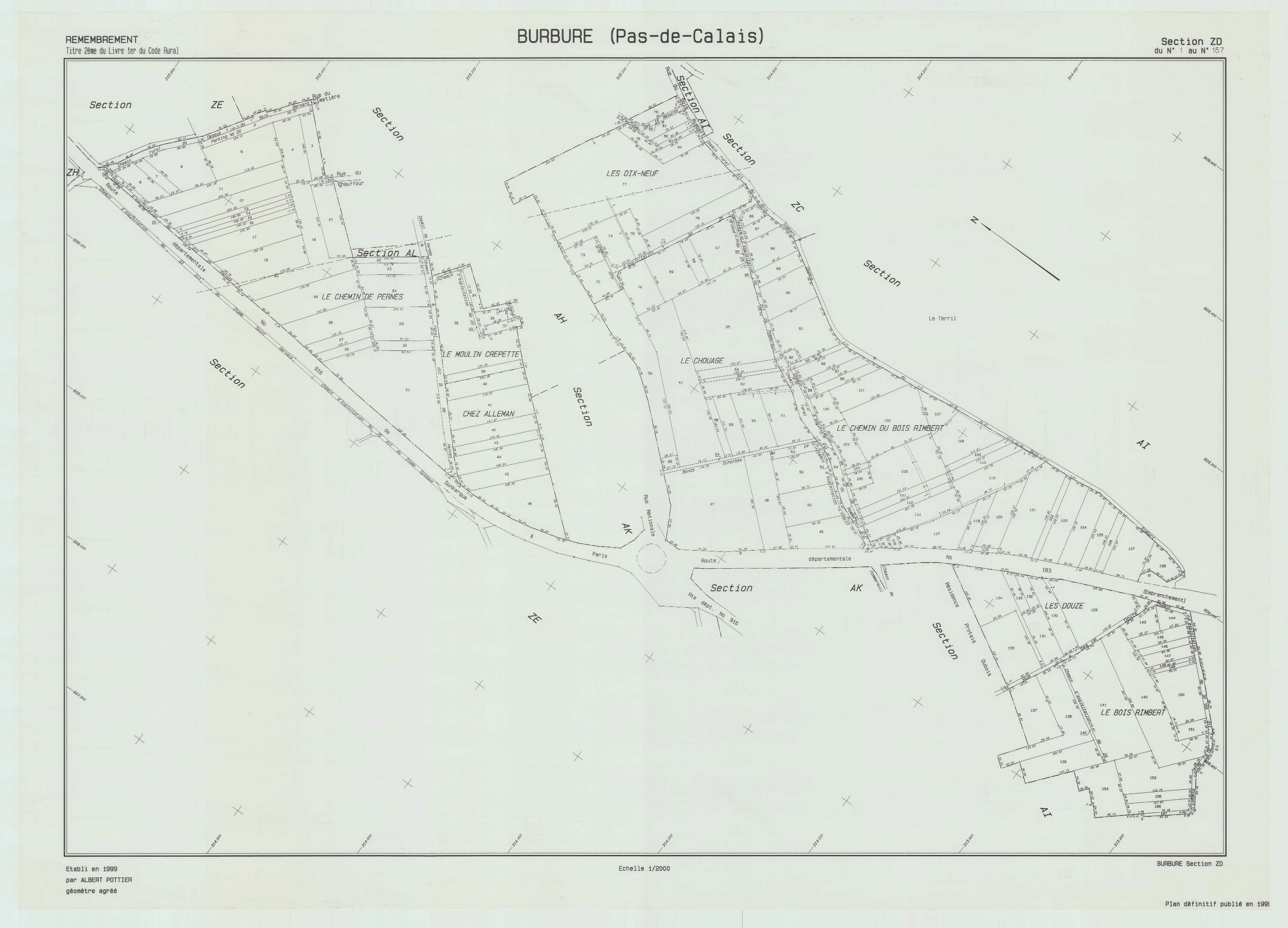 Burbure - Plan de remembrement : section ZD.