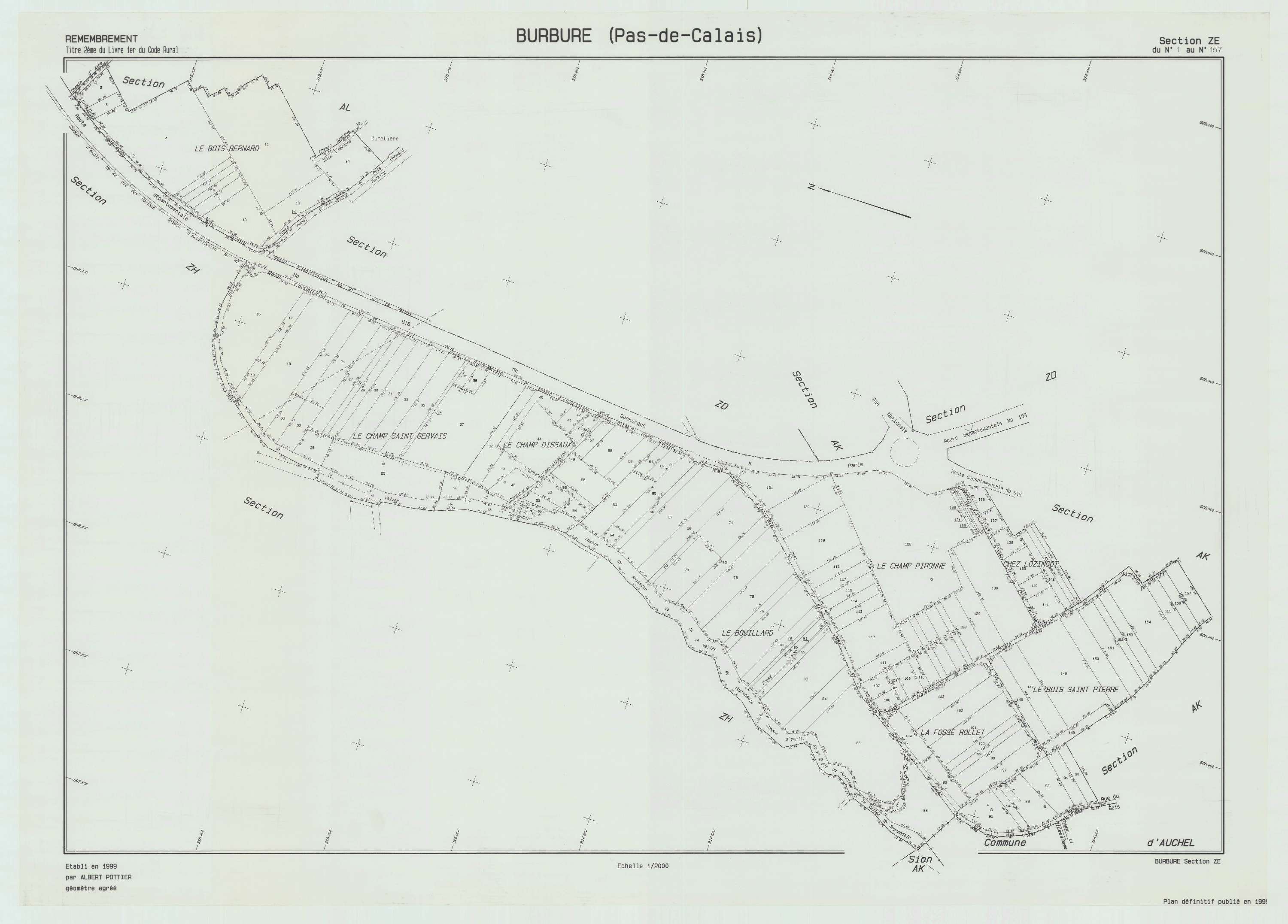 Burbure - Plan de remembrement : section ZE.