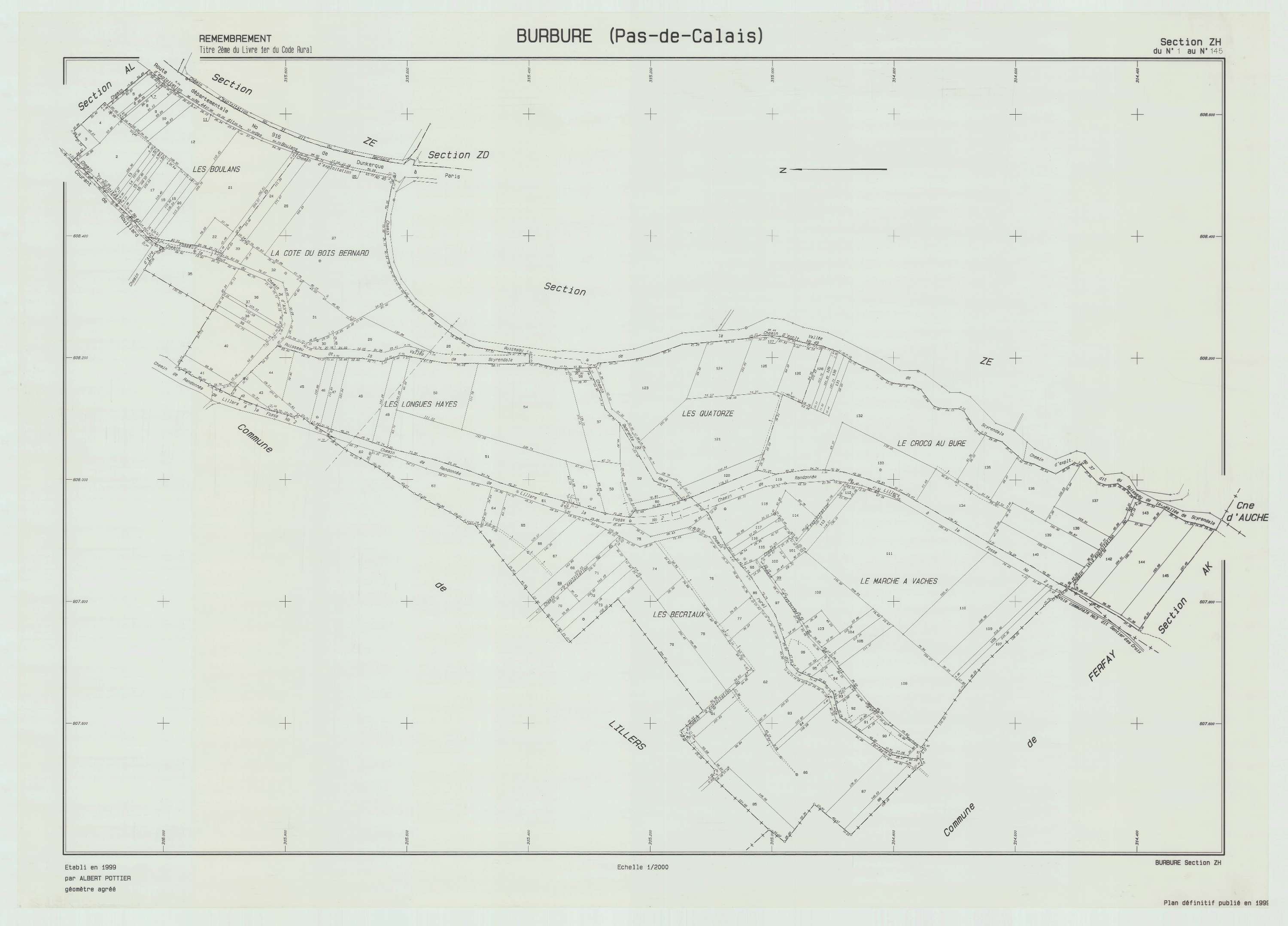 Burbure - Plan de remembrement : section ZH.