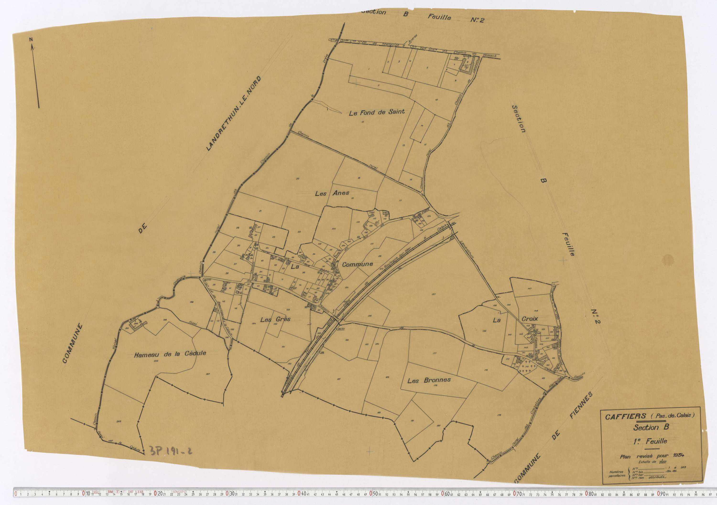 Caffiers - Section B, feuille 1.