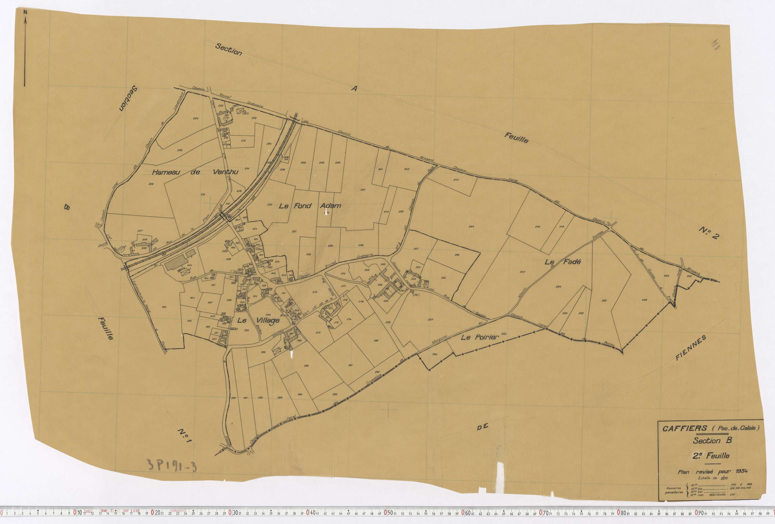 Caffiers - Section B, feuille 2.