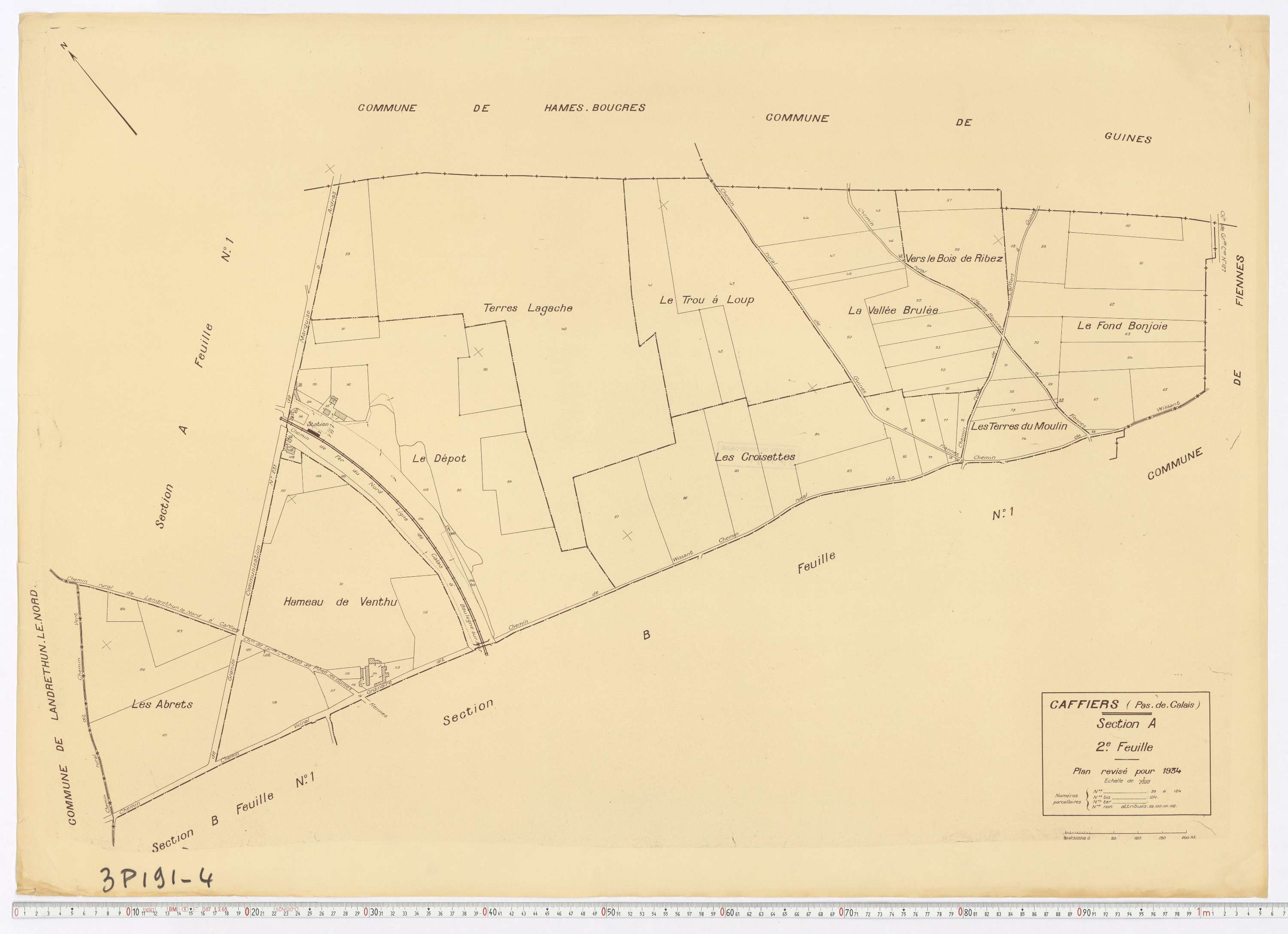 Caffiers - Section A, feuille 2.