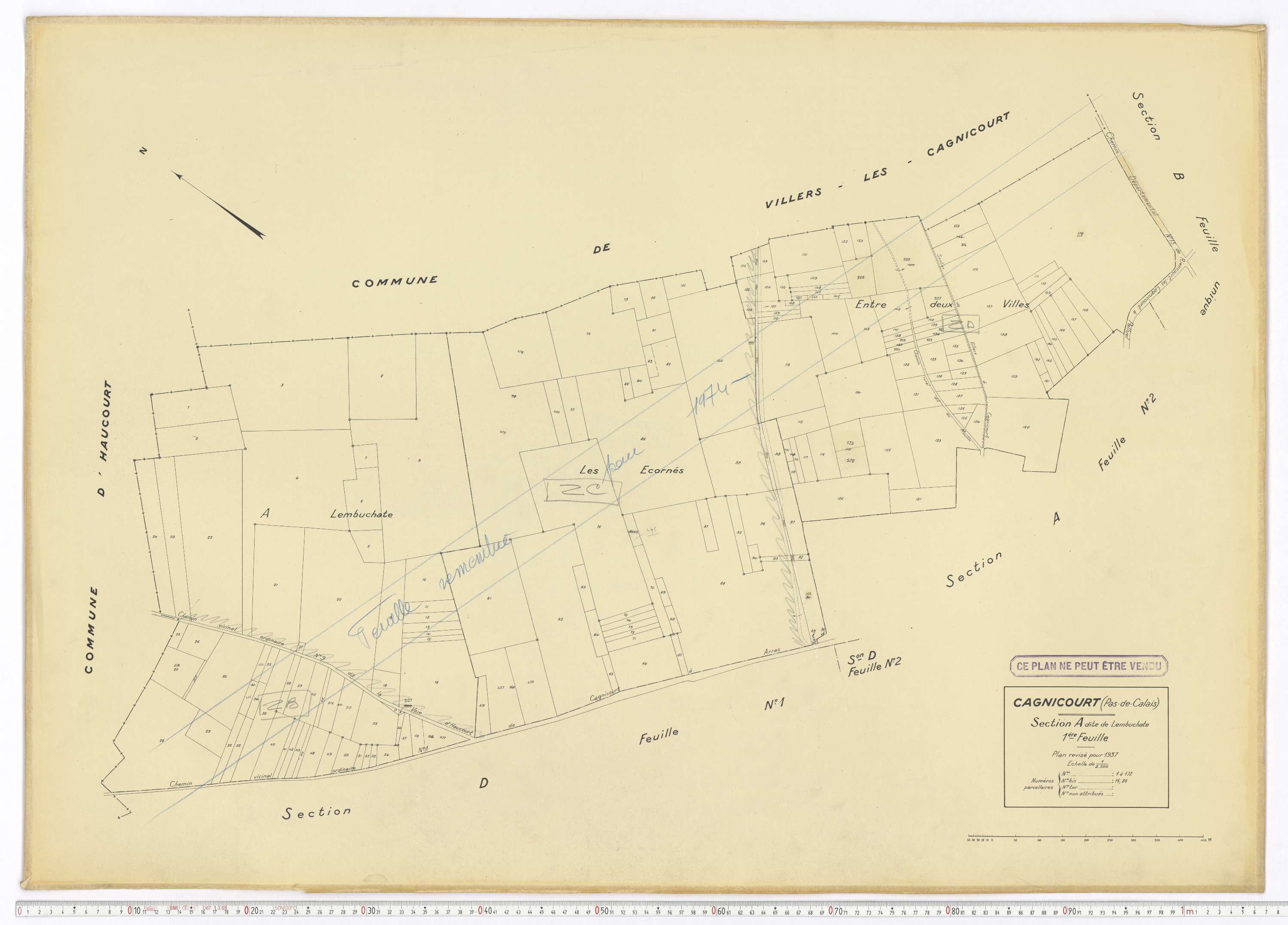 Cagnicourt - Section A, feuille 1.