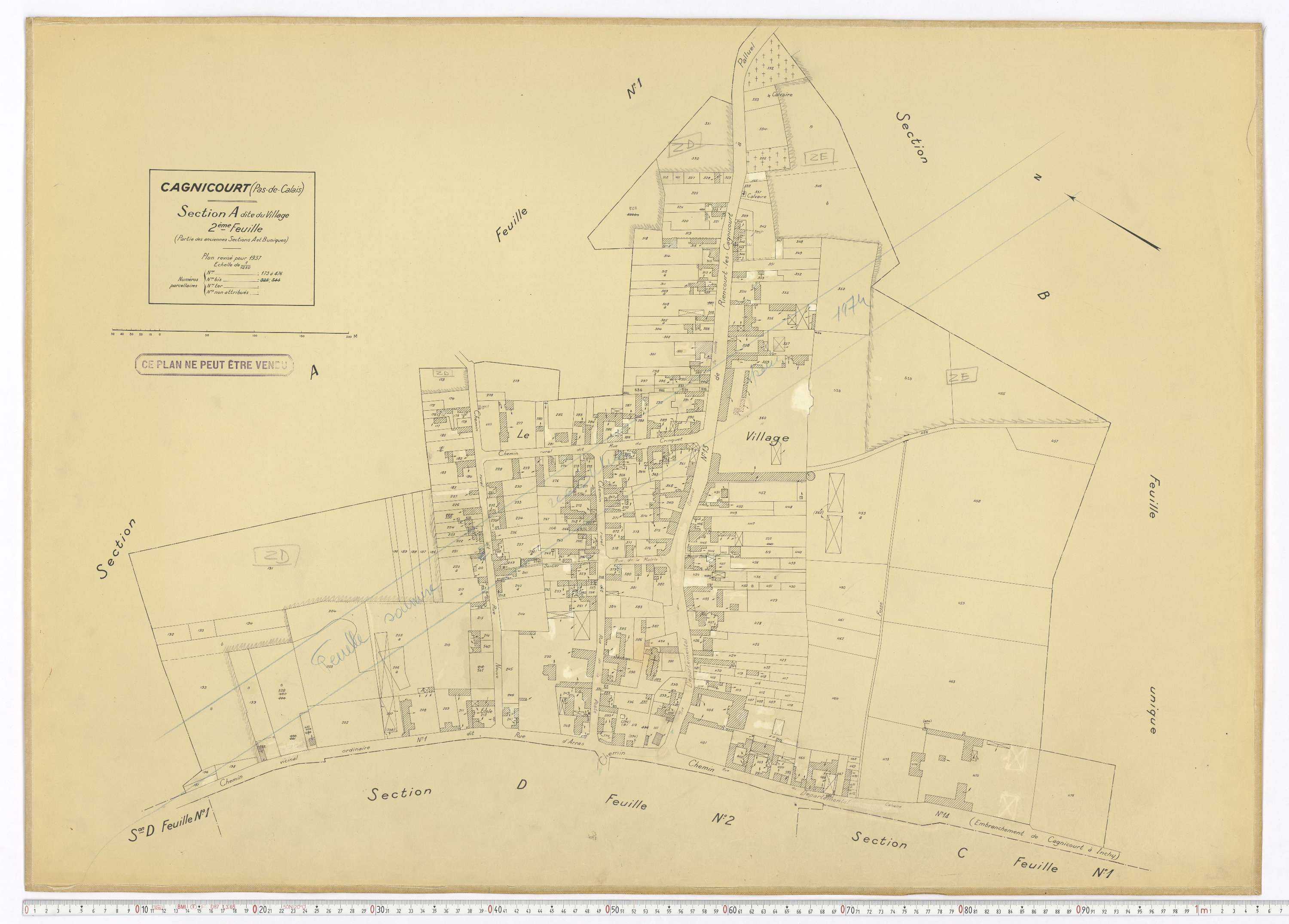 Cagnicourt - Section A, feuille 2.