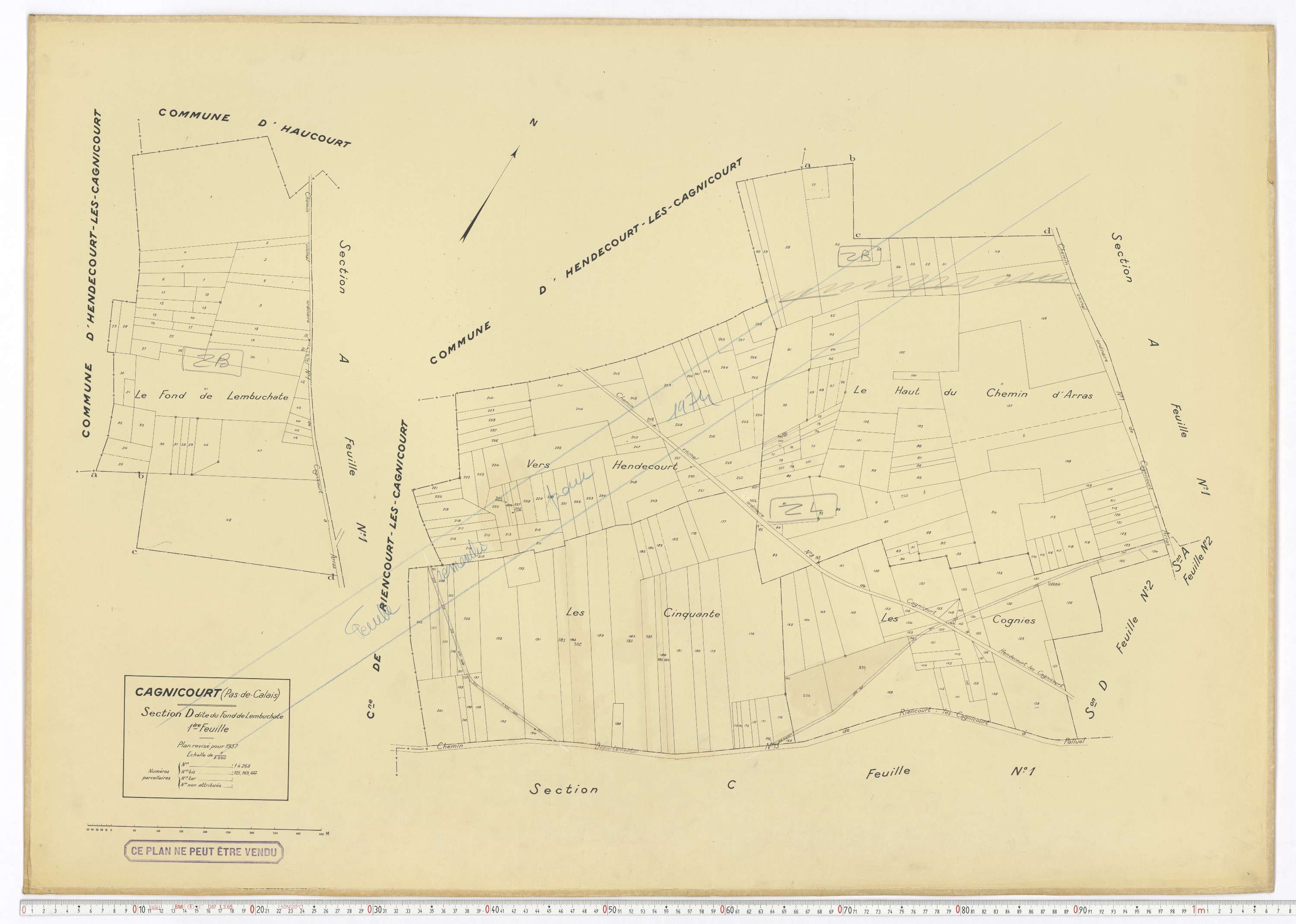 Cagnicourt - Section D, feuille 1.