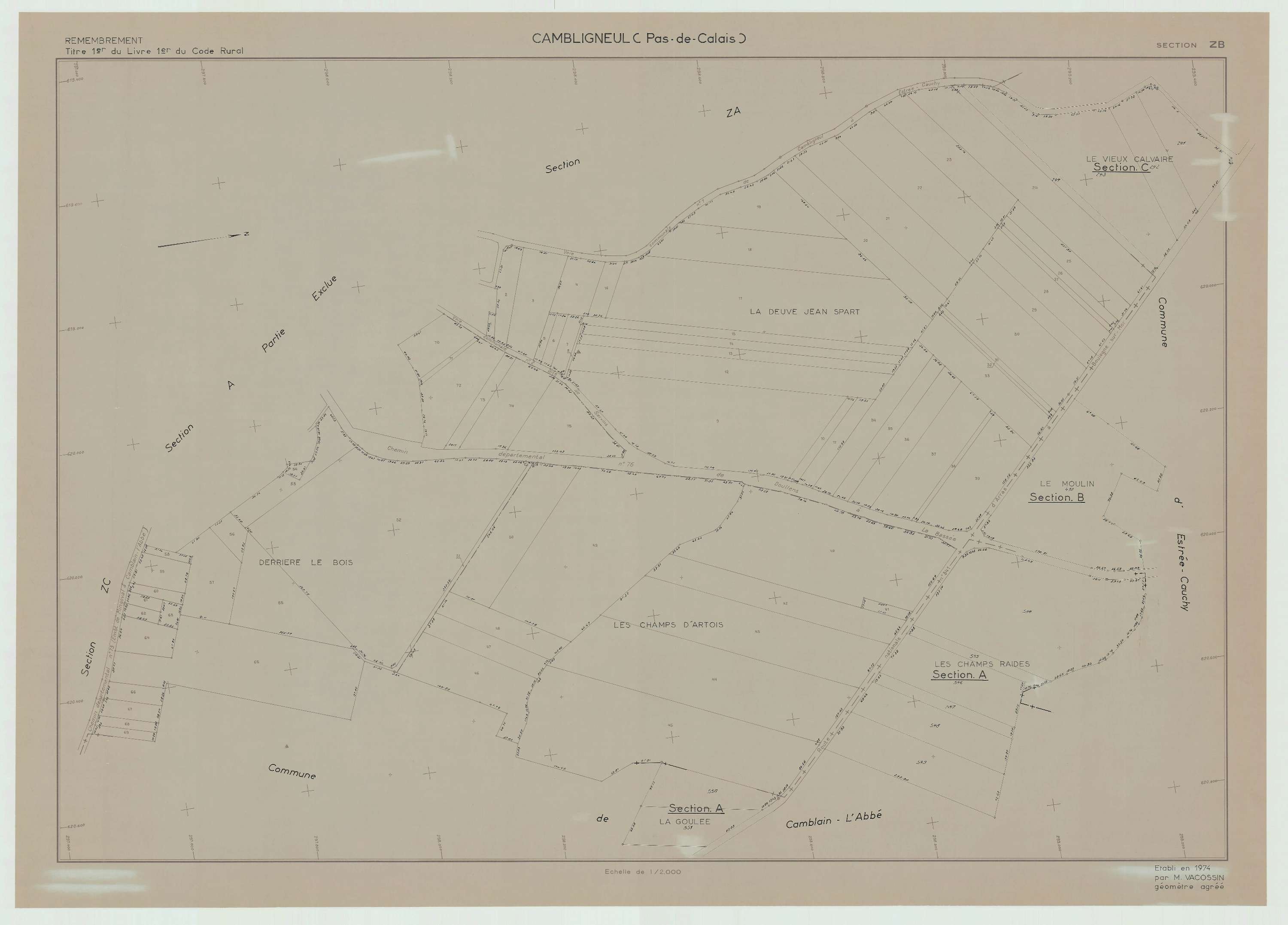 Cambligneul - Plan de remembrement : section ZB.