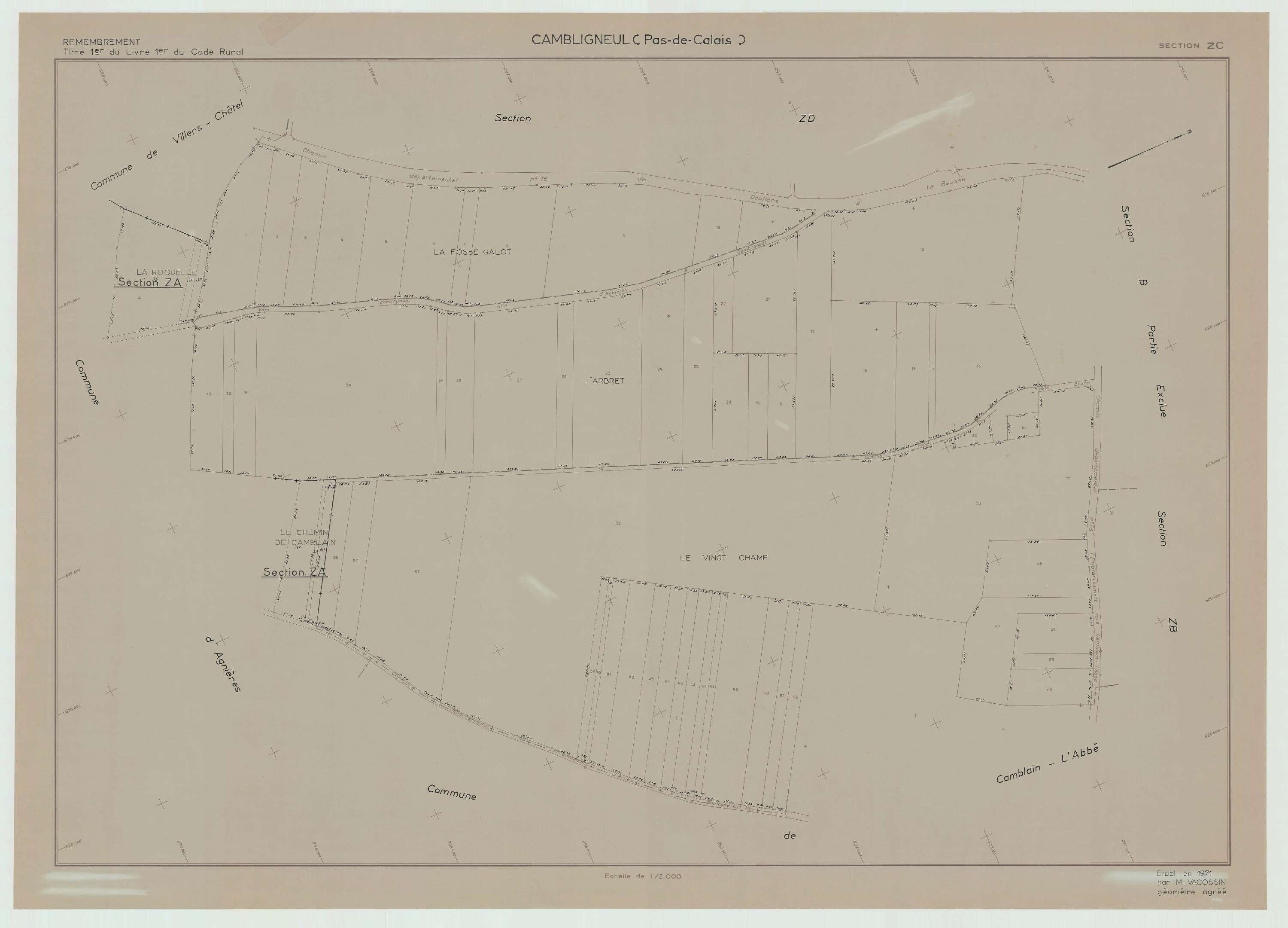 Cambligneul - Plan de remembrement : section ZC.
