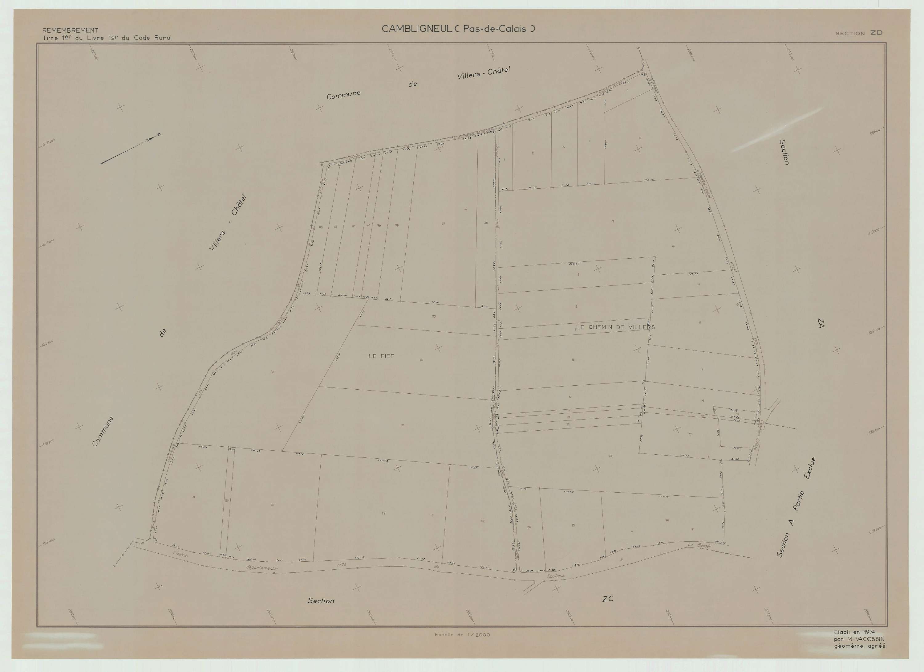 Cambligneul - Plan de remembrement : section ZD.