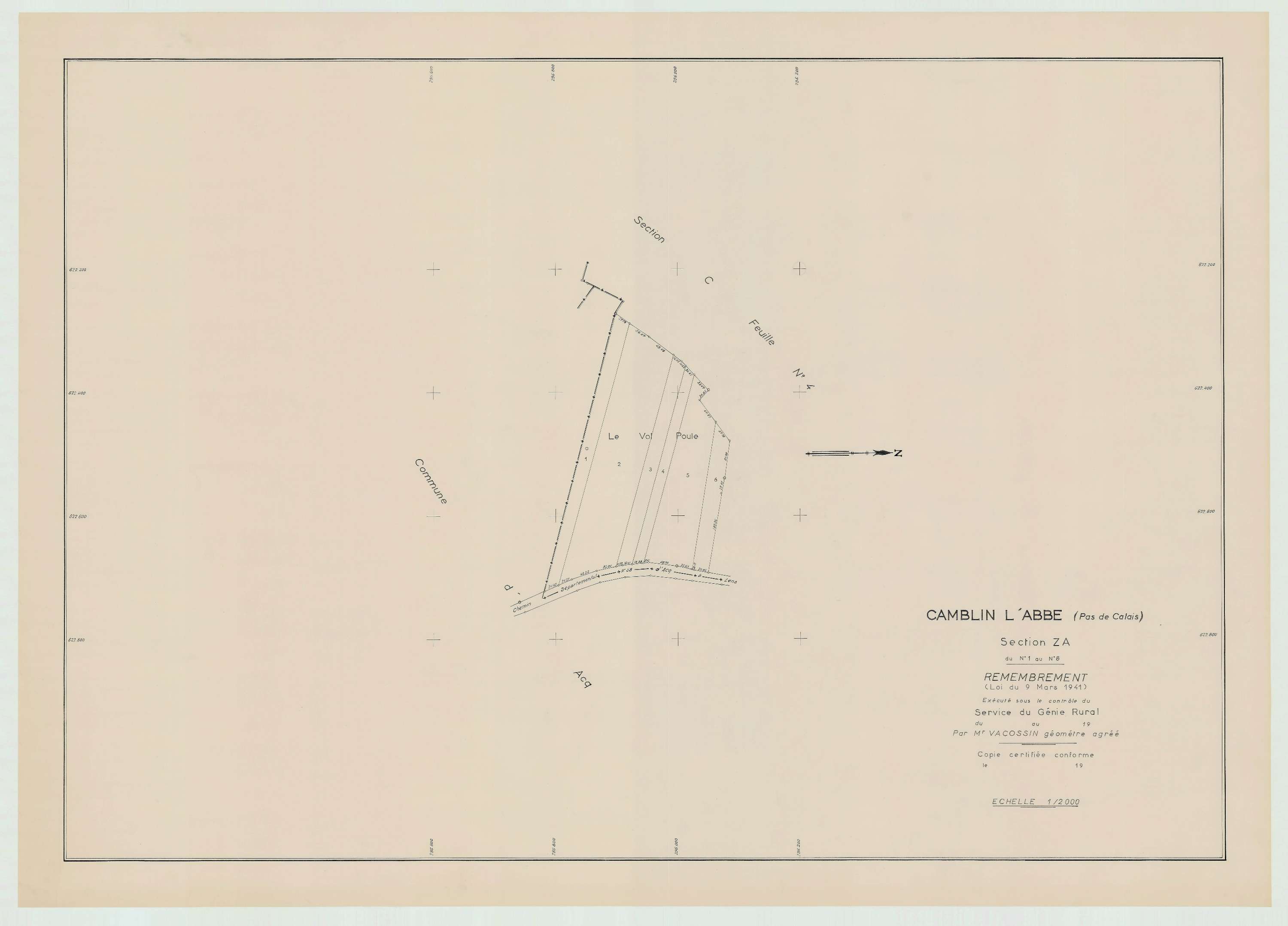Camblain-l'Abbé - Plan de remembrement : section ZA.
