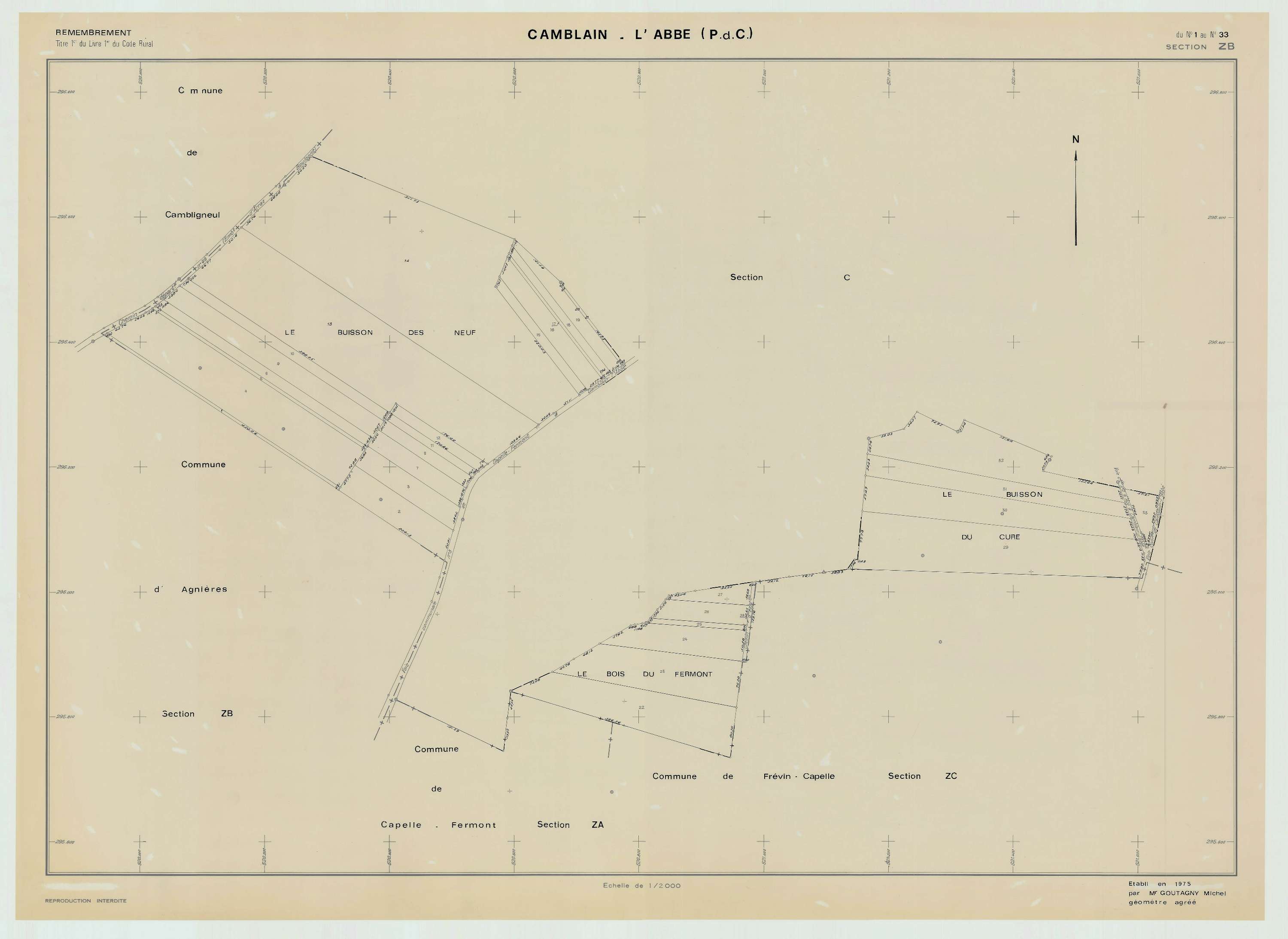 Camblain-l'Abbé - Plan de remembrement : section ZB.
