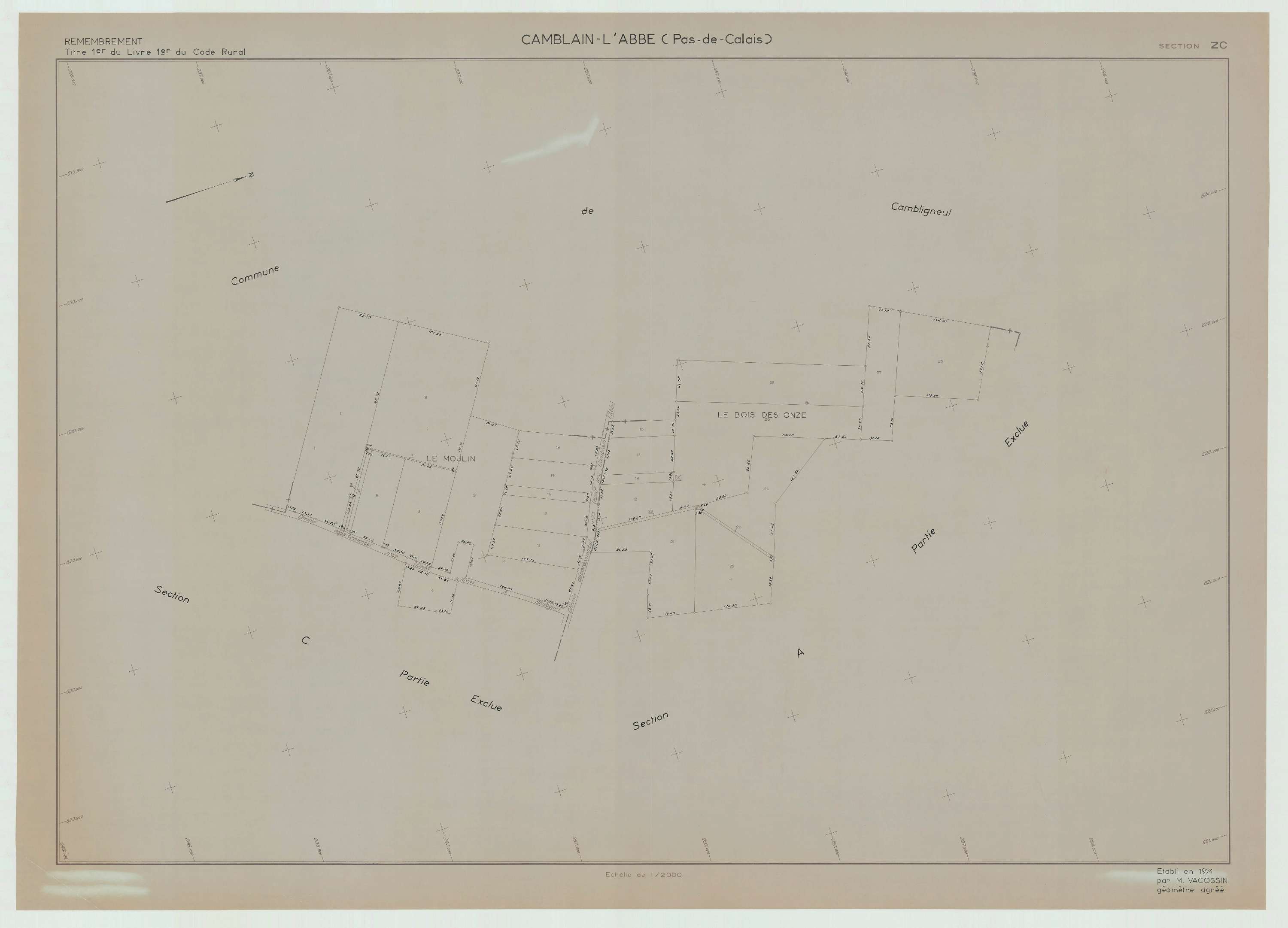 Camblain-l'Abbé - Plan de remembrement : section ZC.