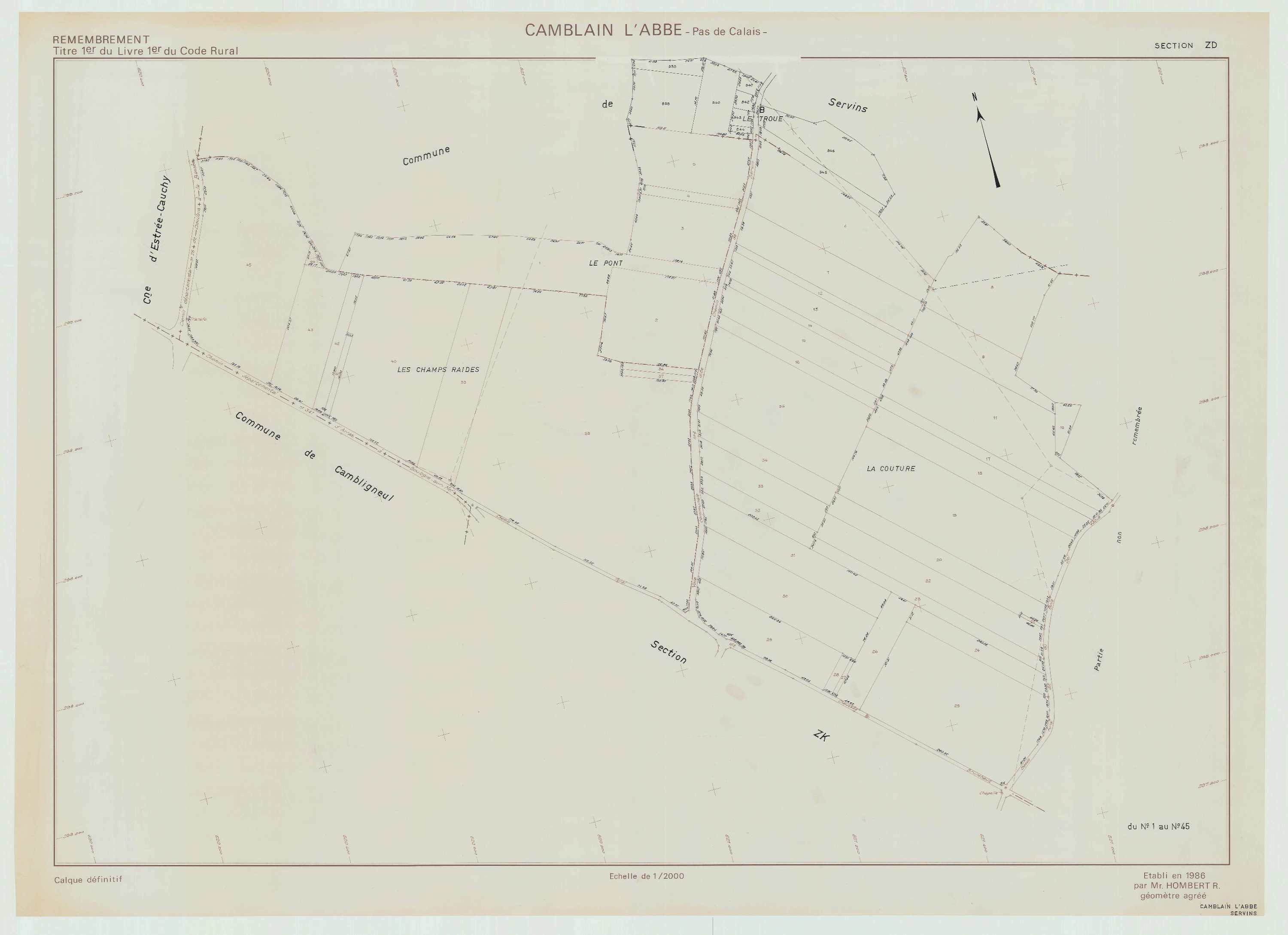 Camblain-l'Abbé - Plan de remembrement : section ZD.
