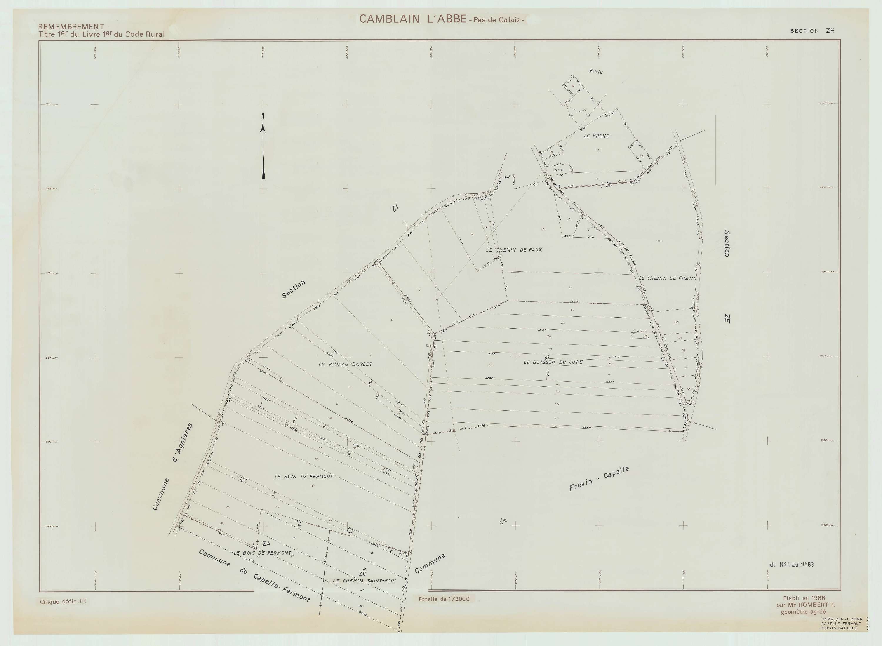 Camblain-l'Abbé - Plan de remembrement : section ZH.