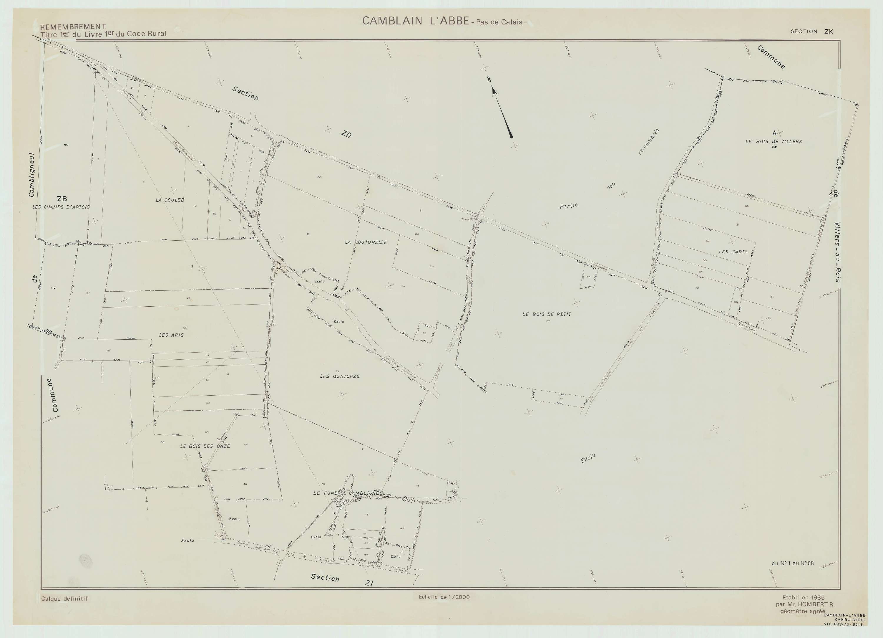 Camblain-l'Abbé - Plan de remembrement : section ZK.